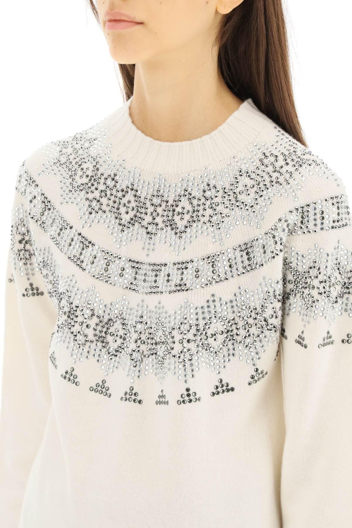 Max Mara 'osmio' Wool And Cashmere Fair-isle Sweater With Crystals