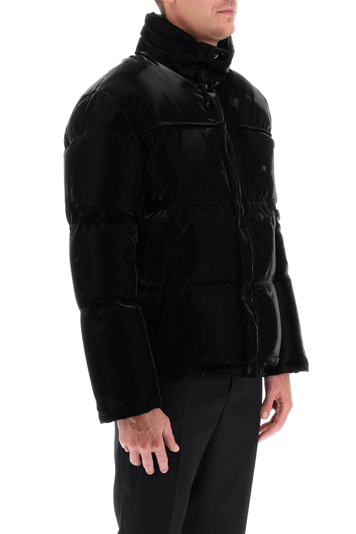 Saint Laurent Lacquered effect Fabric Puffer Jacket in Black for