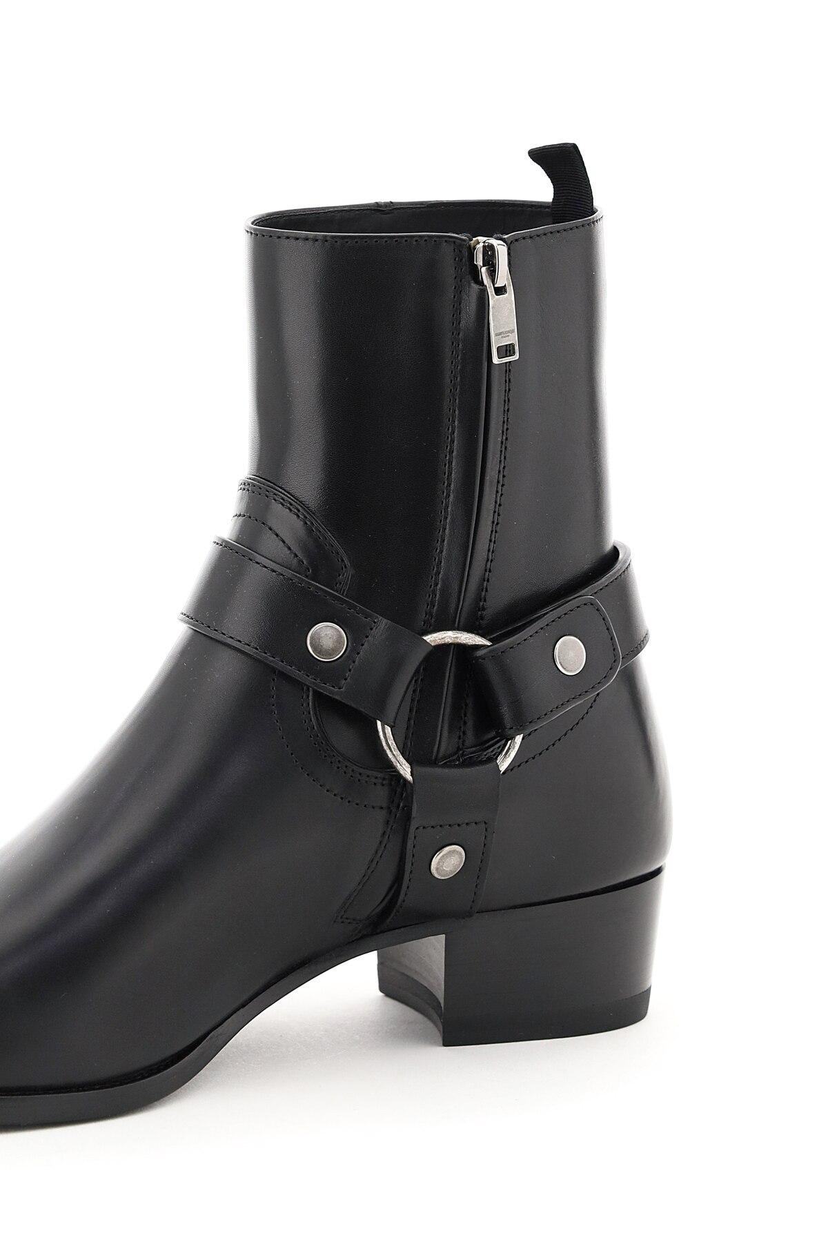 Saint Laurent Wyatt 40 Harness Ankle Boots in Black for Men | Lyst