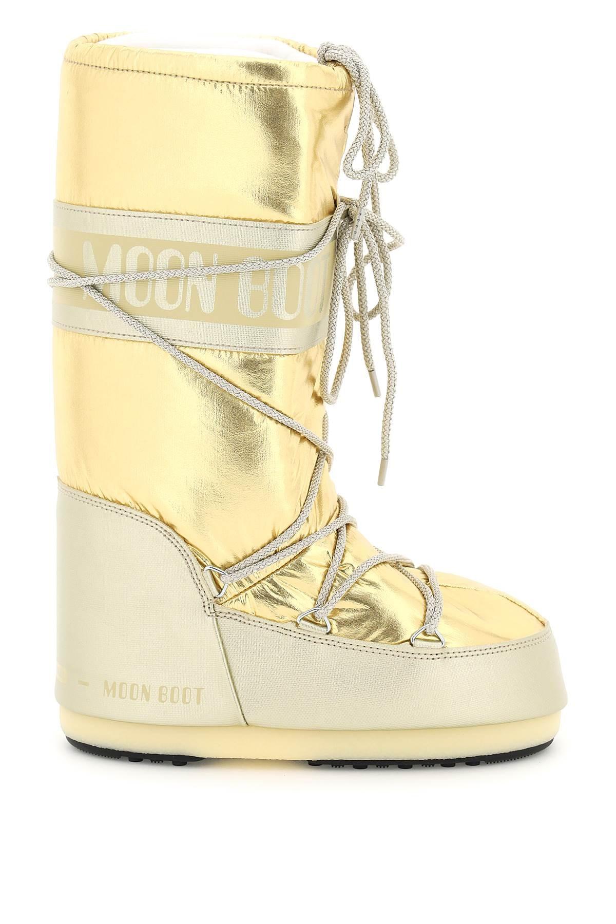 Moon Boot Metallic Snow Boots Icon Gold Technical | Lyst