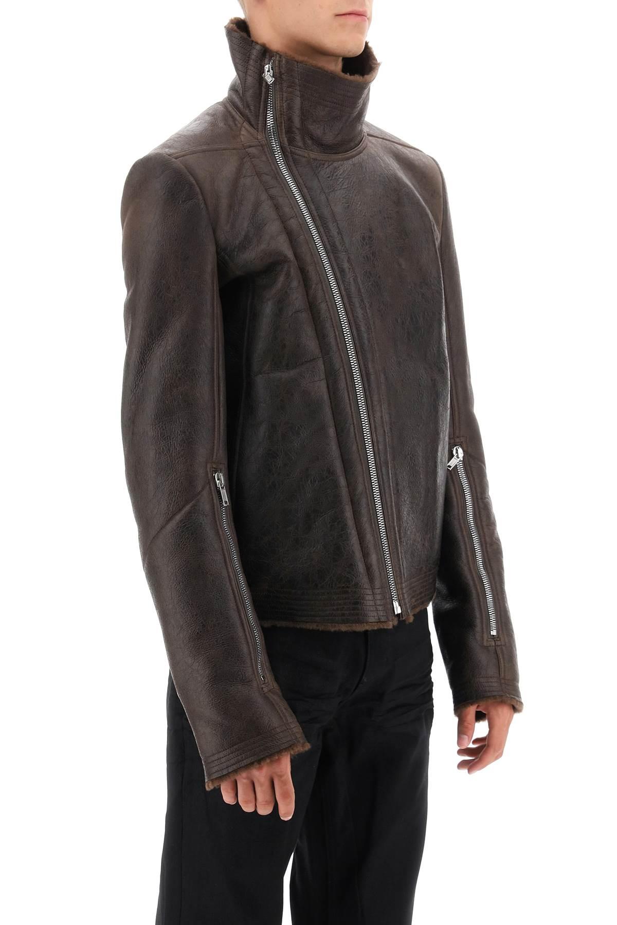 Rick Owens panelled-design leather coat - Brown