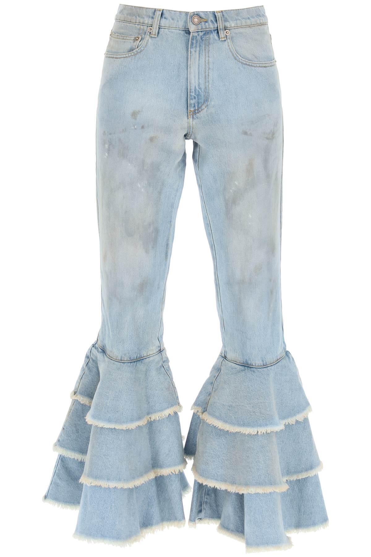 ERL Denim Flounced Hem Jeans in Light Blue (Blue) | Lyst