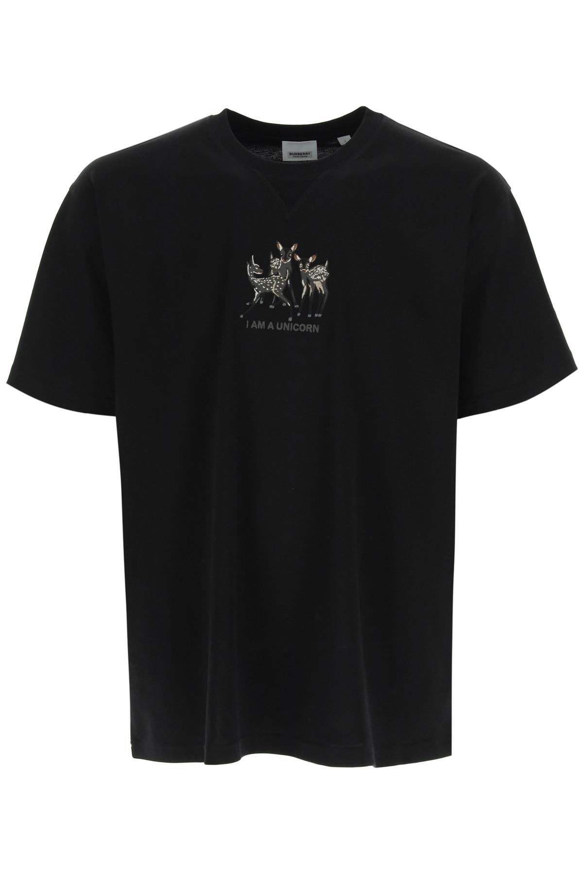Burberry Brycen T-shirt With 'i Am A Unicorn' Embroidery M Cotton in Black  for Men | Lyst