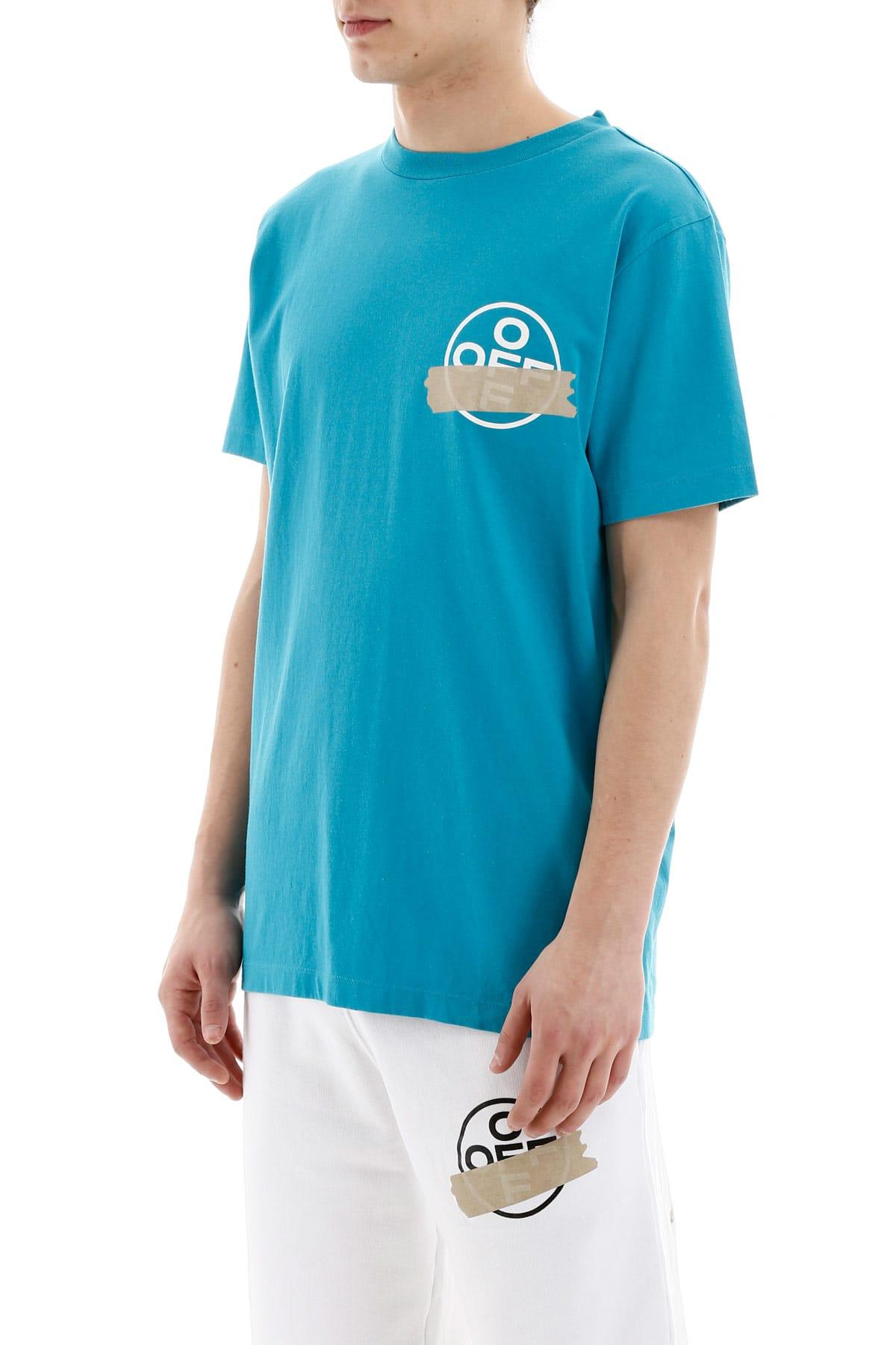 NWT OFF-WHITE C/O VIRGIL ABLOH Blue Graffiti Pupp Skate T-shirt Size L  $1480