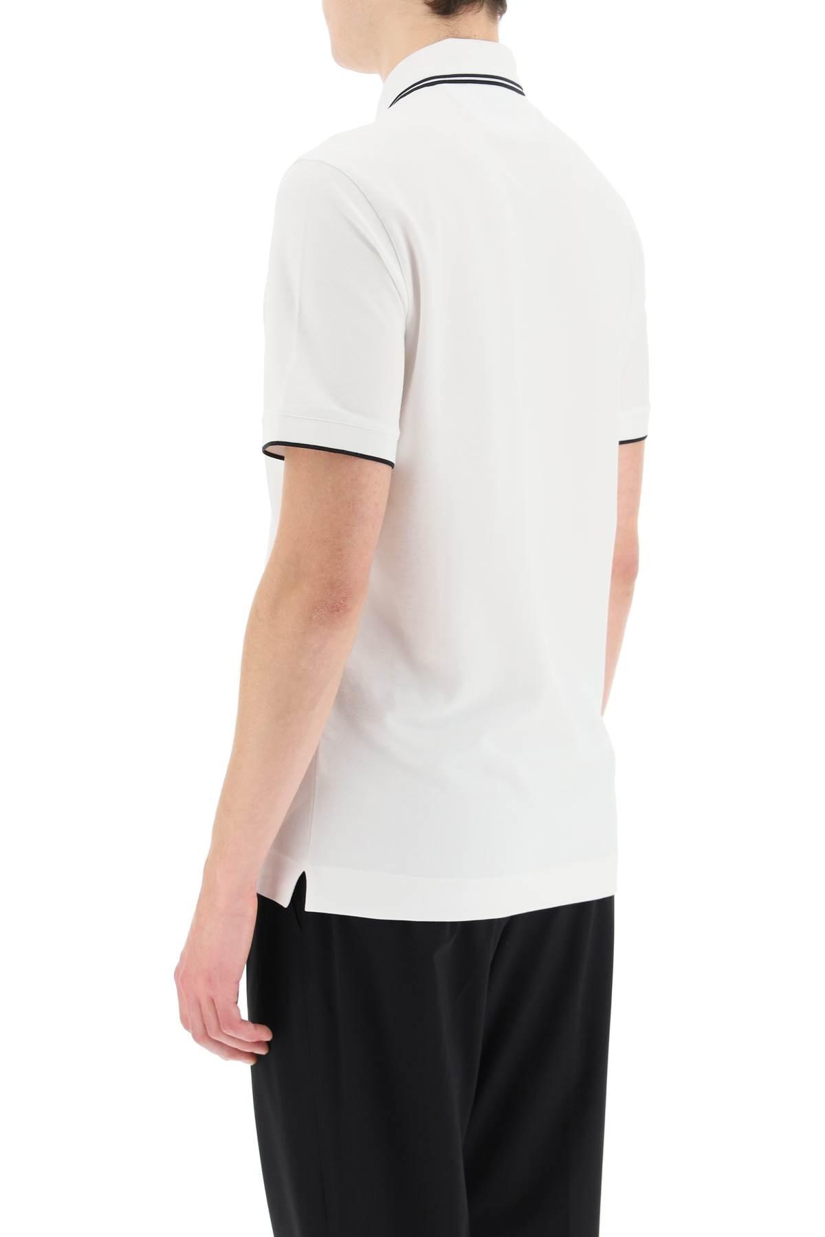 Z Zegna Cotton Polo Shirt In Stretch Pique' in White,Black (White 