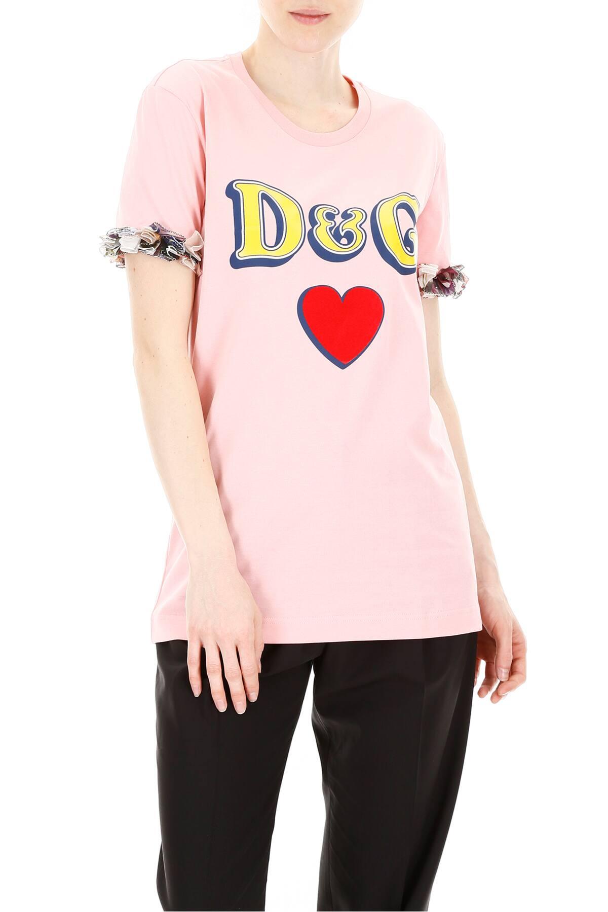 Dolce & Gabbana Cotton Logo Print T-shirt in Pink - Save 67% - Lyst