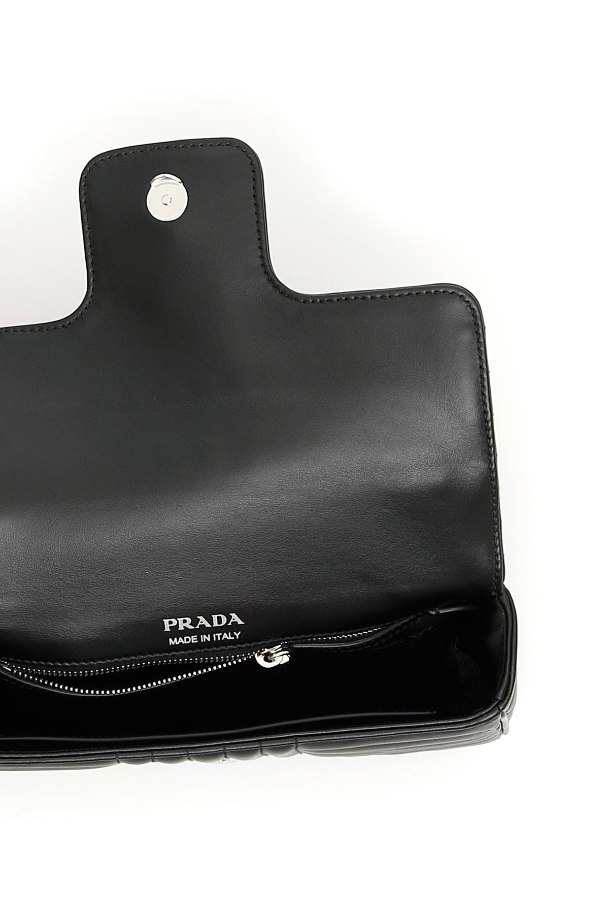 Prada Diagramme Shoulder Bag In Black Leather IUCN Water