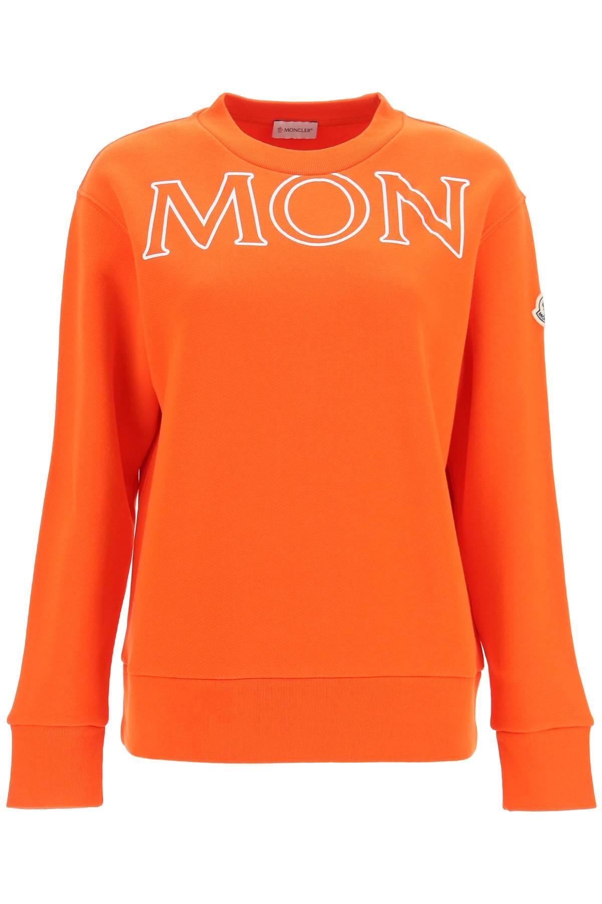Moncler Logo Lettering Sweatshirt in Orange | Lyst