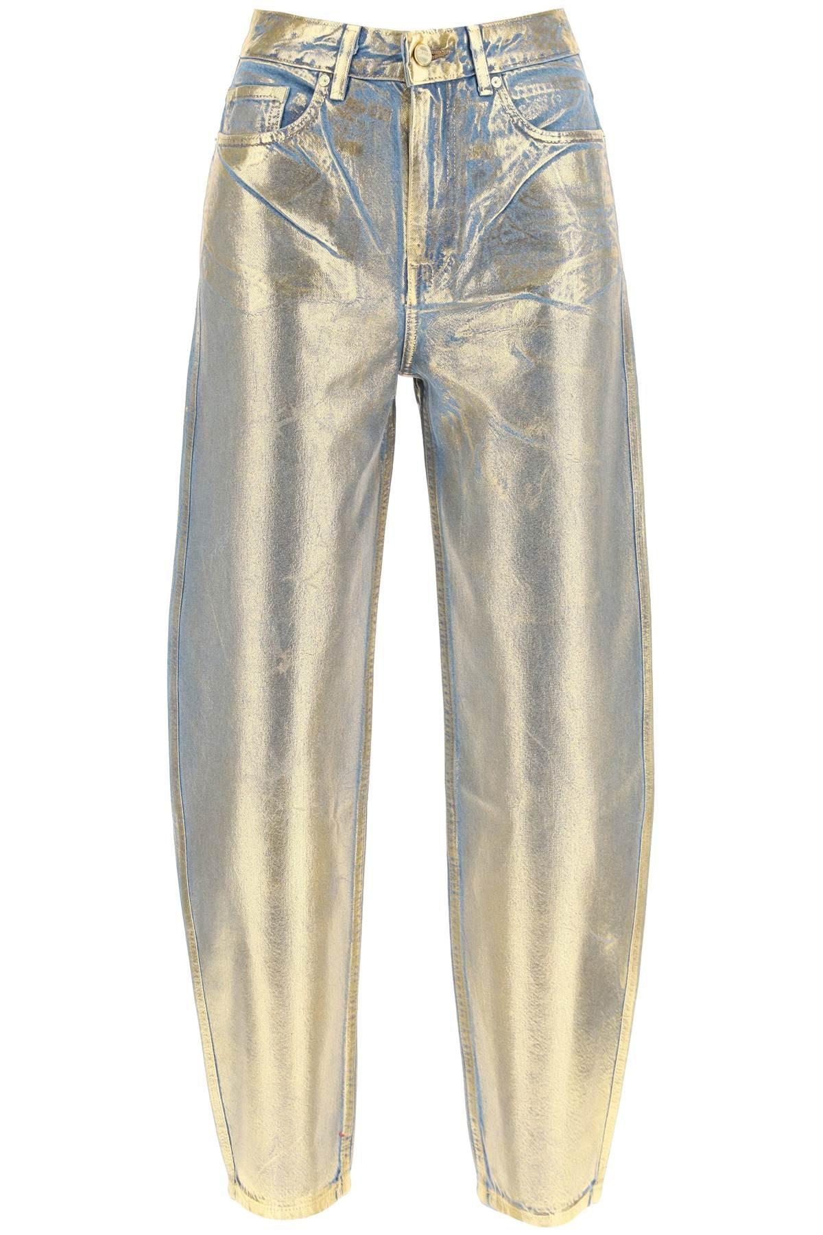 Ganni Gold Denim Stary Jeans | Lyst