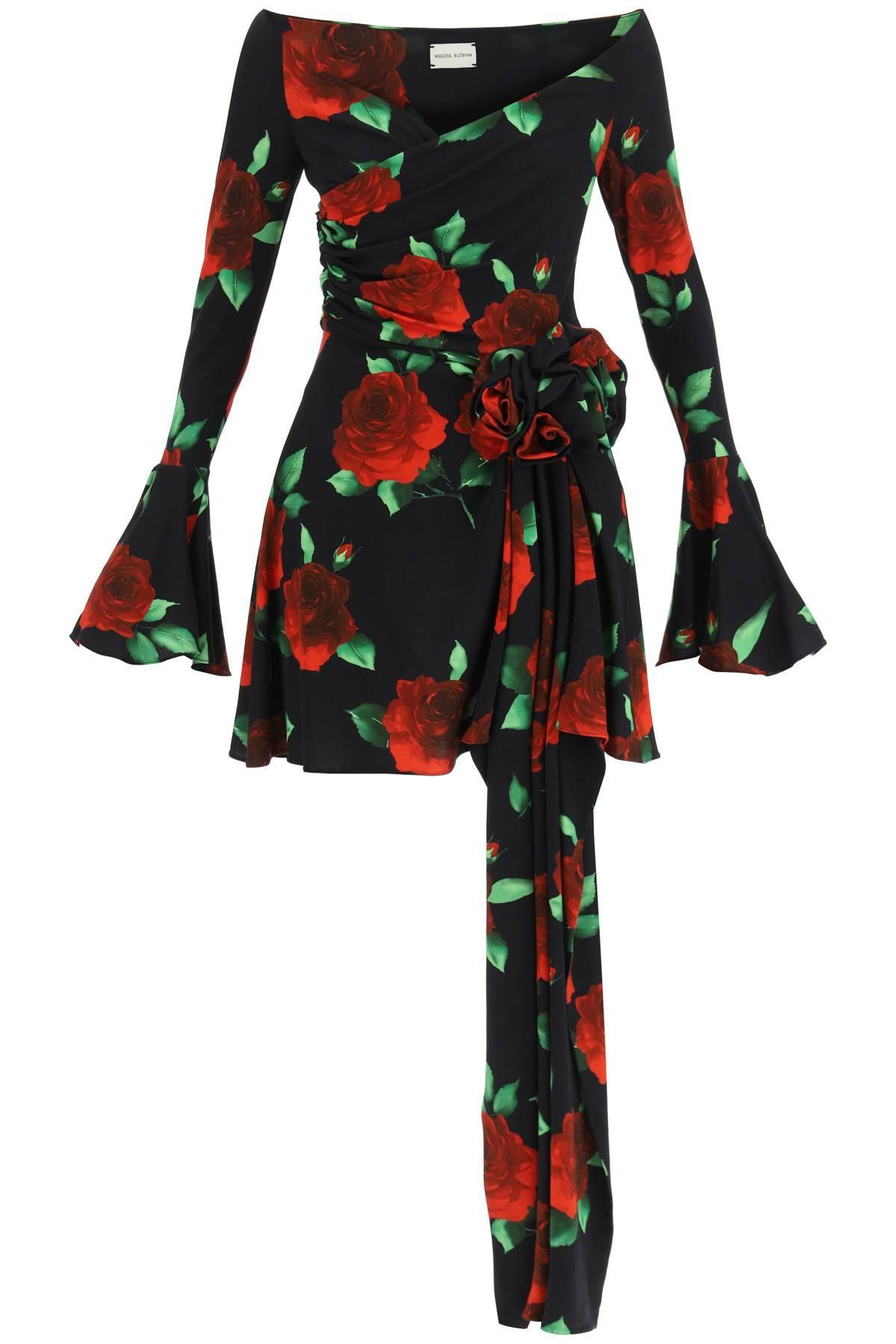 Magda Butrym Roses Jersey Mini Dress in Black | Lyst