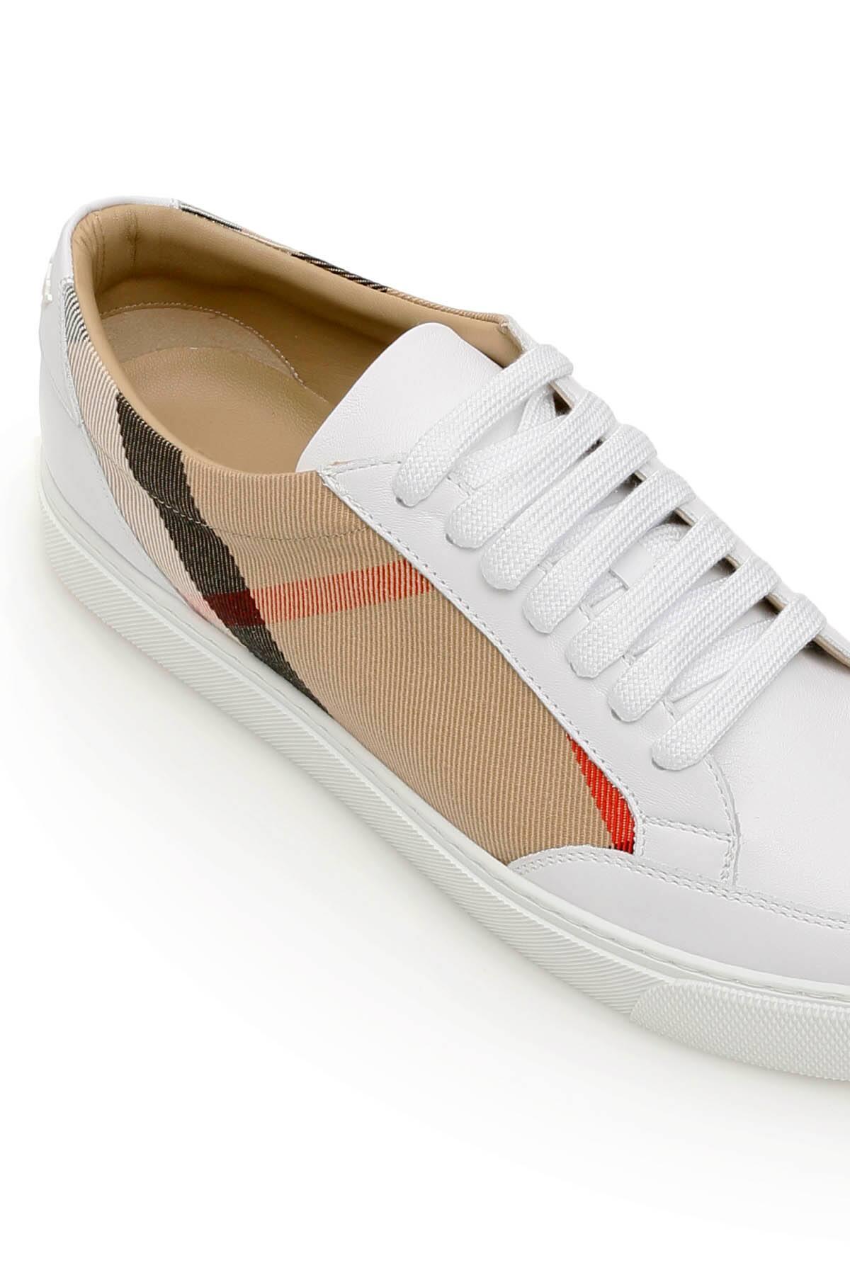 burberry salmond leather and cotton sneakers