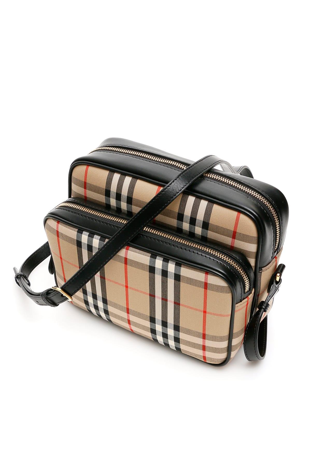 Burberry Leather Vintage Check Camera Bag in Beige,Black,Red (Black) Lyst