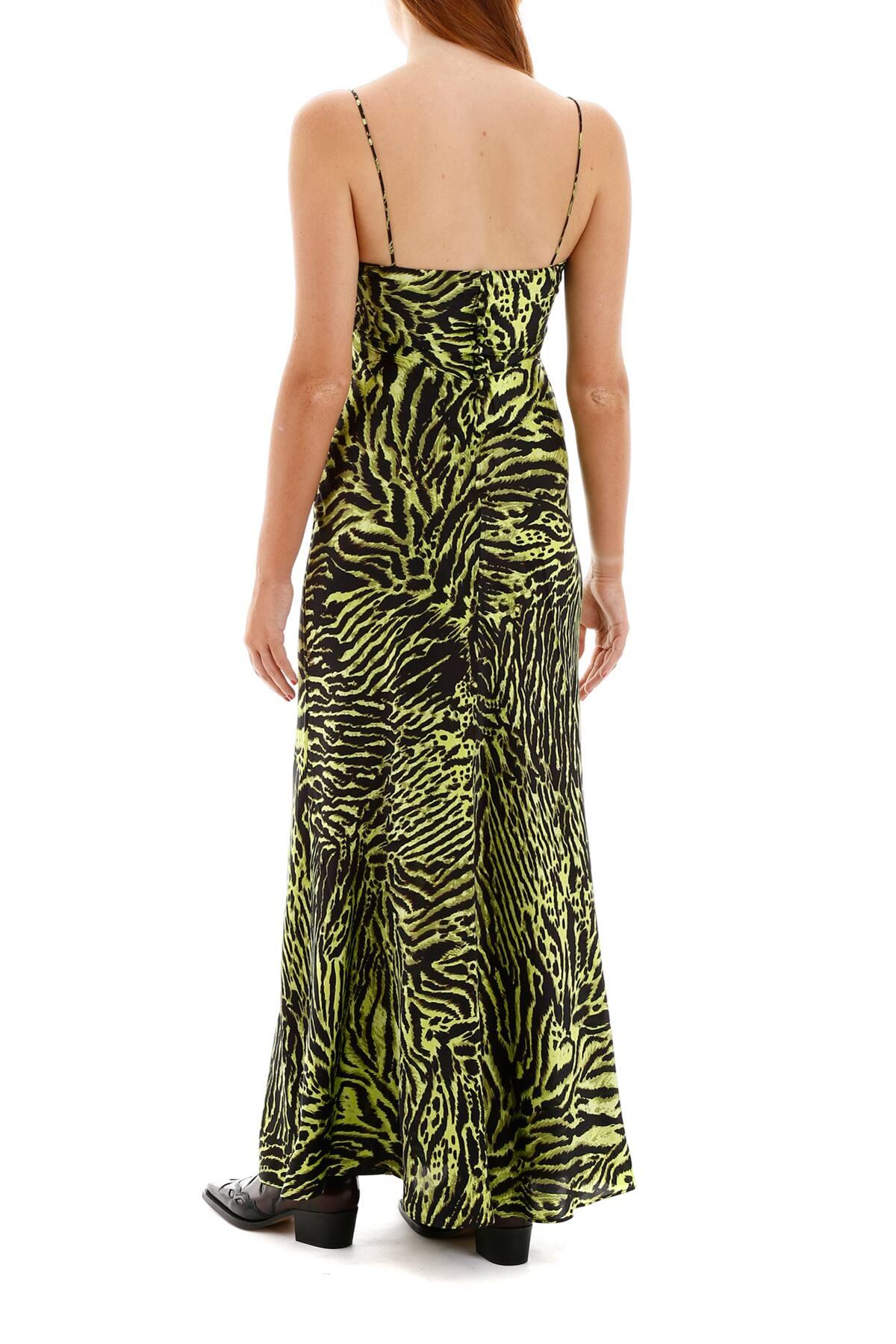 Ganni Silk Zebraprint Dress in Green,Black (Green) Lyst