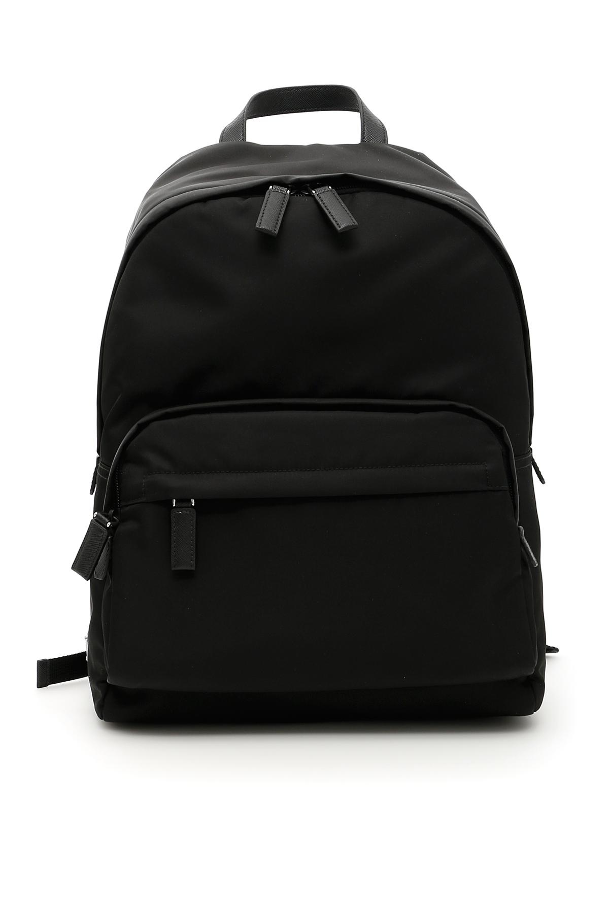 prada logo patch backpack