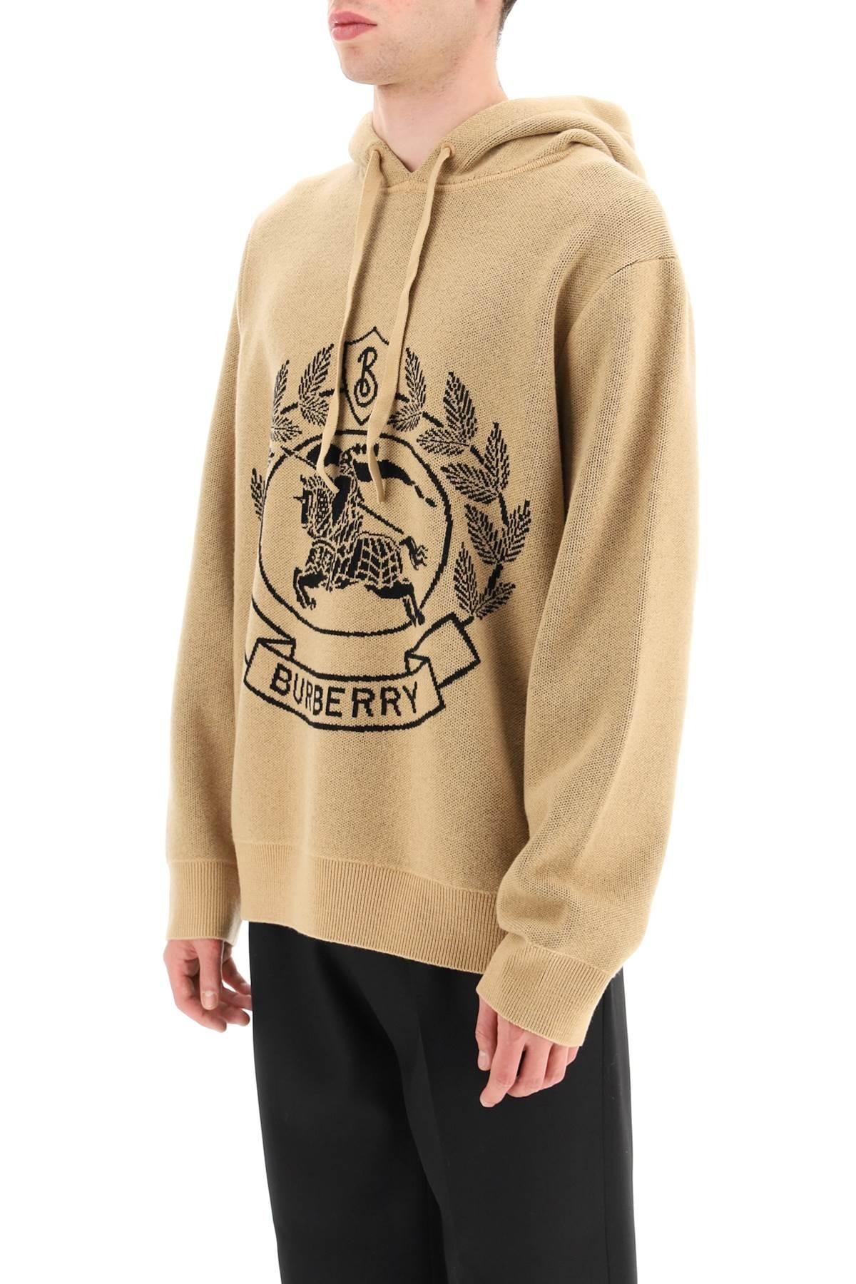 Burberry Equestrian Knight Jacquard Knit Hoodie in Natural for Men | Lyst  Canada