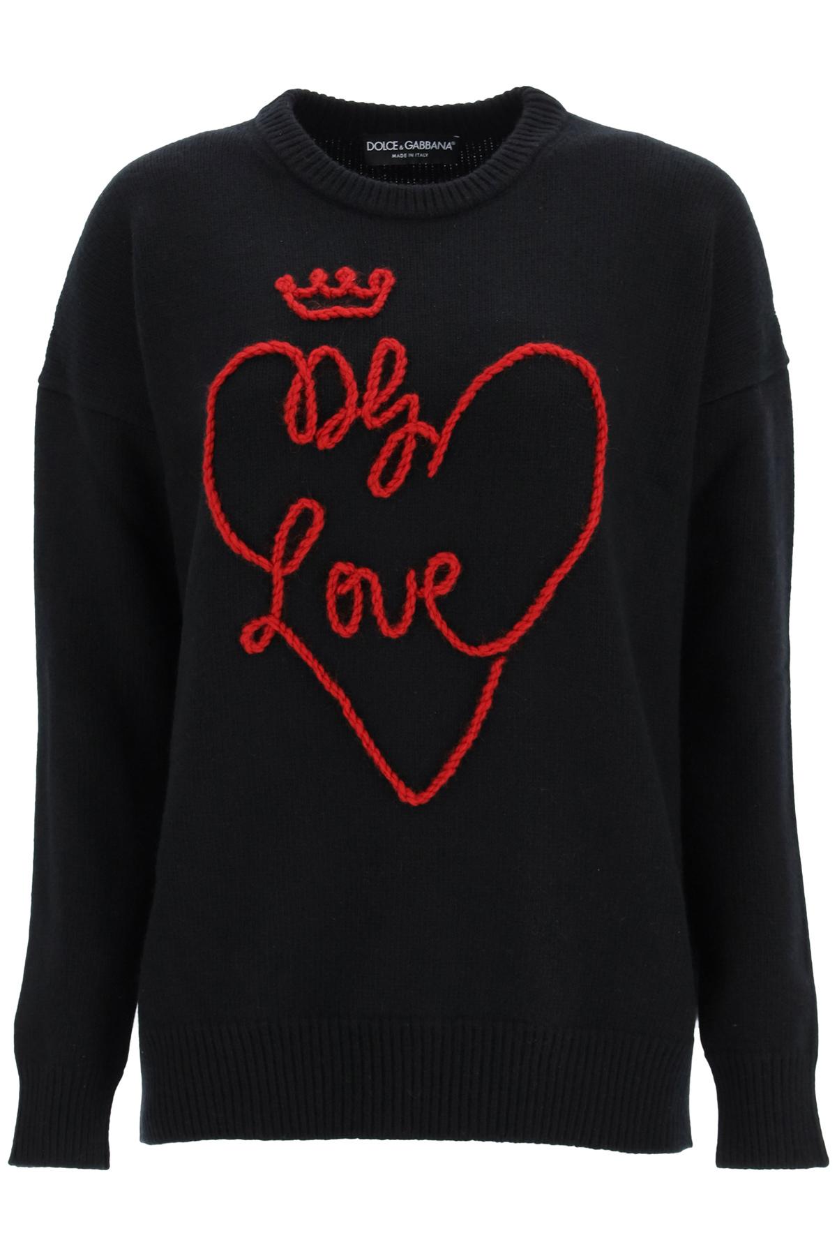 Dolce & Gabbana Wool Hand Embroidered Dg Love Sweater in Black,Red ...