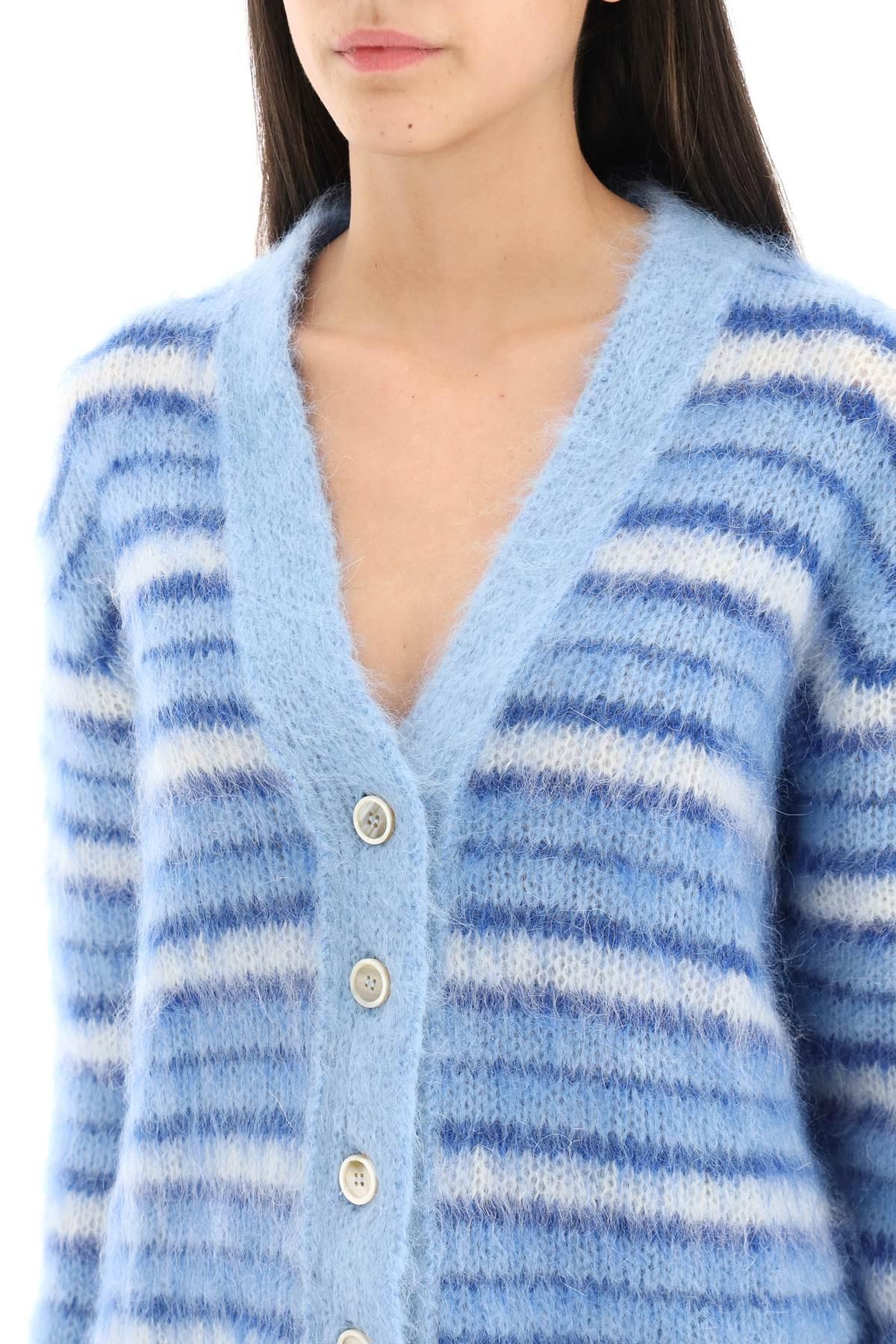 Marni Striped Mohair Cardigan in Blue | Lyst