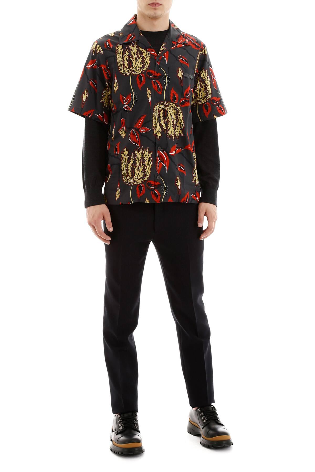 Prada Cotton Printed Bowling Shirt for Men Lyst