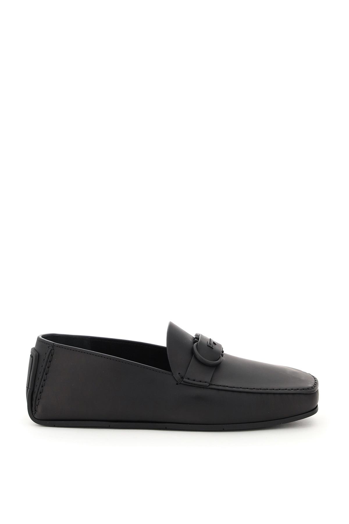 Ferragamo Palinuro Driver Loafers 6 Leather in Black for Men | Lyst