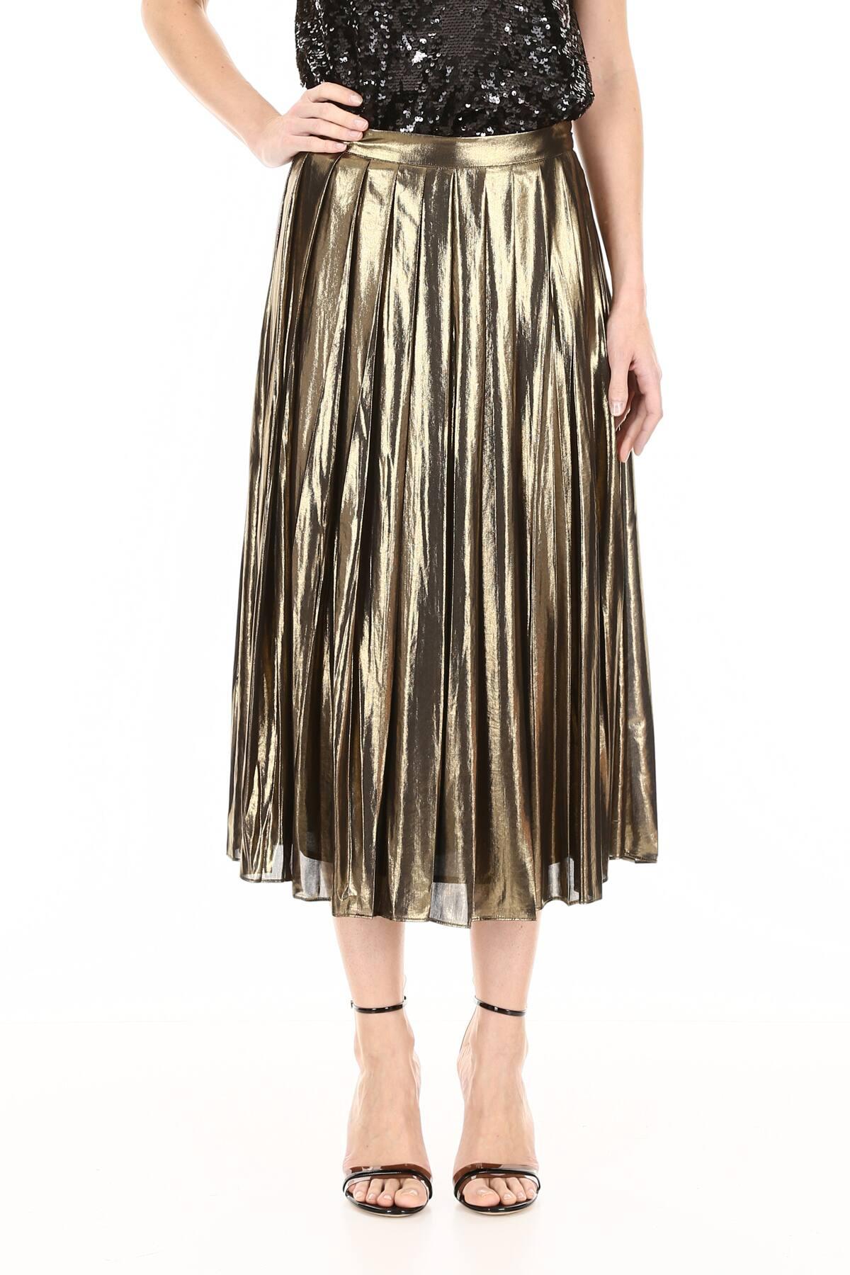 MICHAEL Michael Kors Synthetic Pleated Skirt in Gold (Metallic) - Lyst