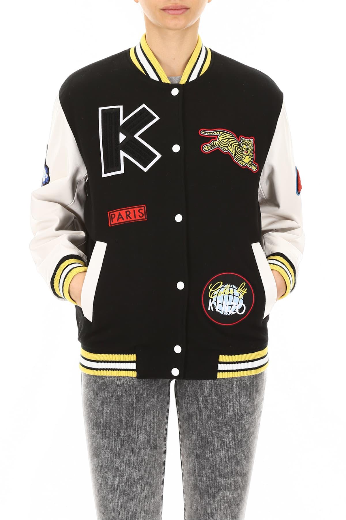 KENZO Varsity Jacket in White,Black (Black) Lyst