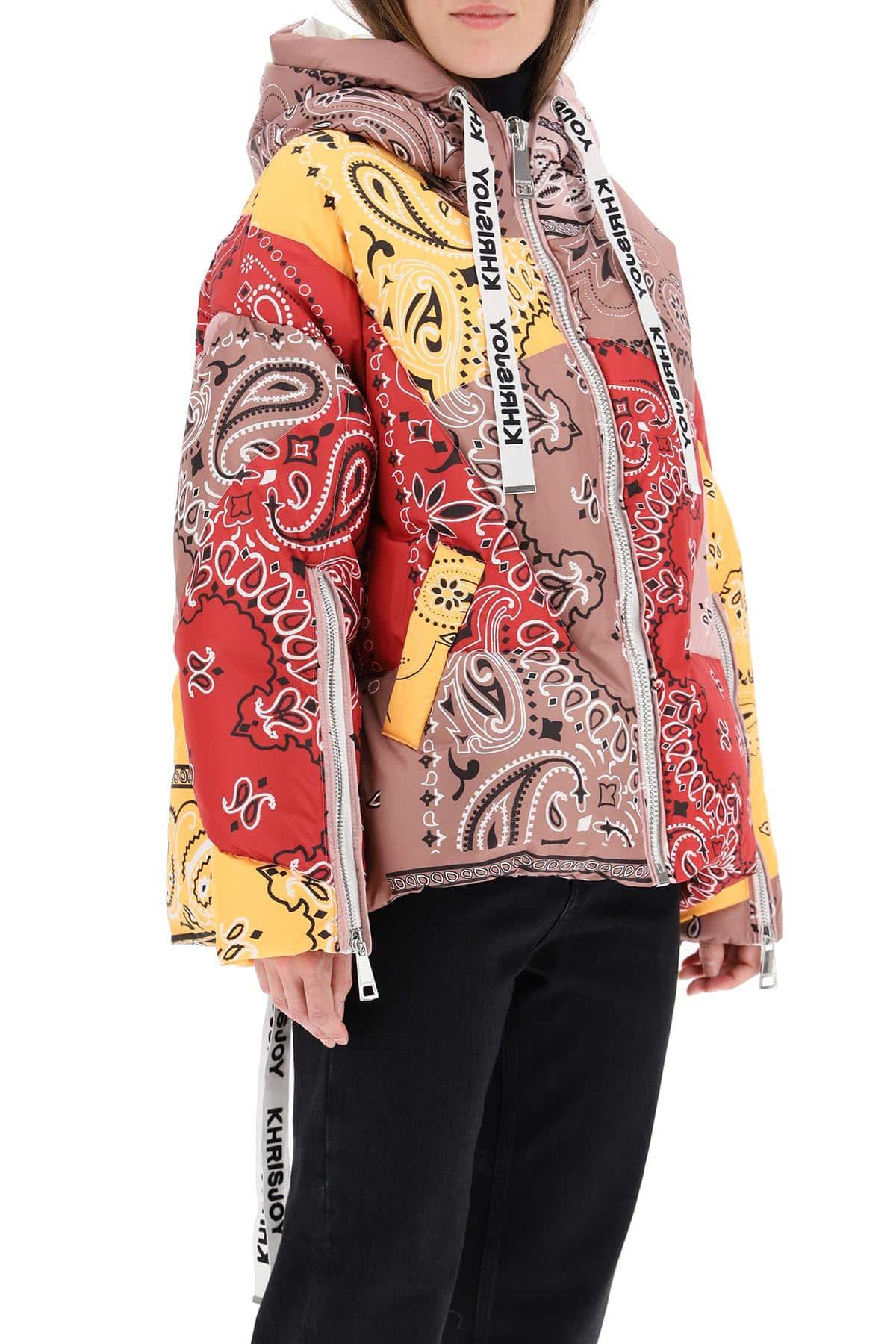 Khrisjoy Synthetic Bandana Print Khris Puffer Jacket in Yellow,Red