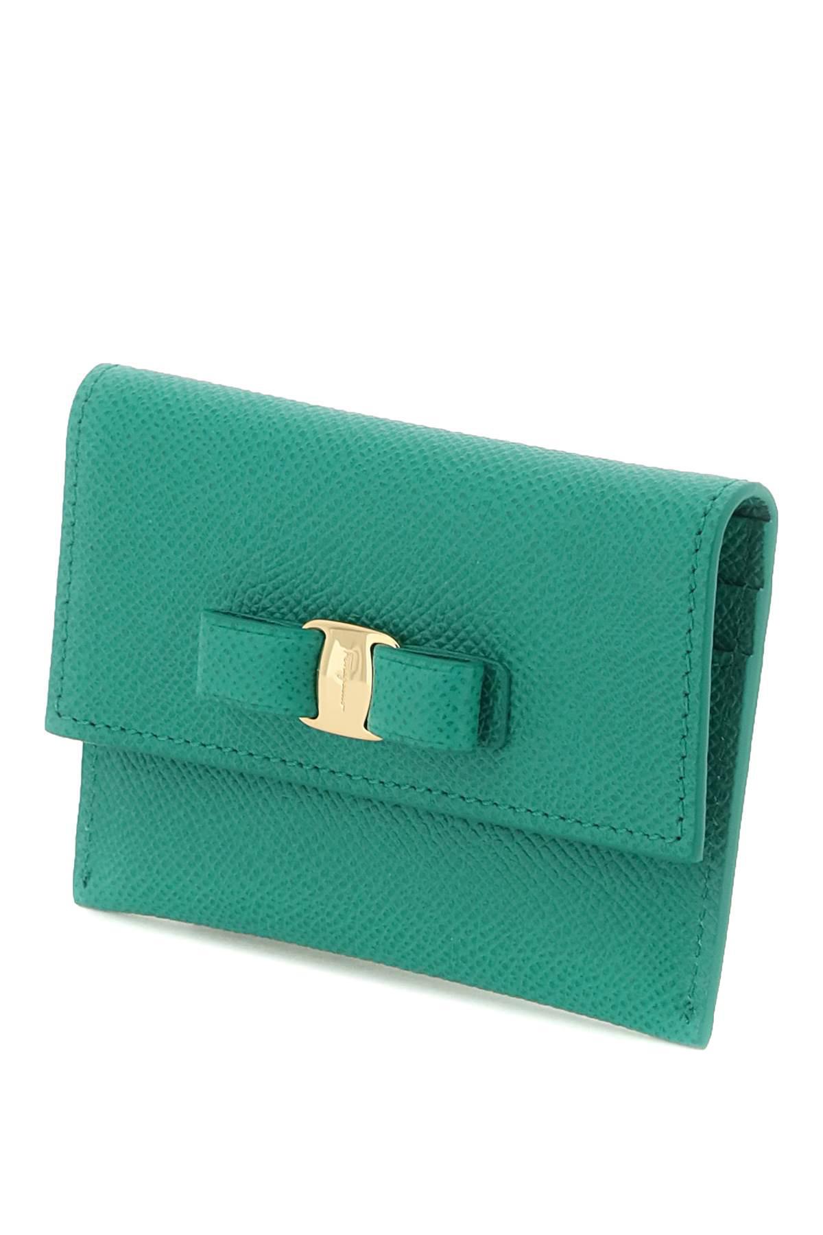 Ferragamo Salvatore Card Holder With Vara Bow in Green | Lyst