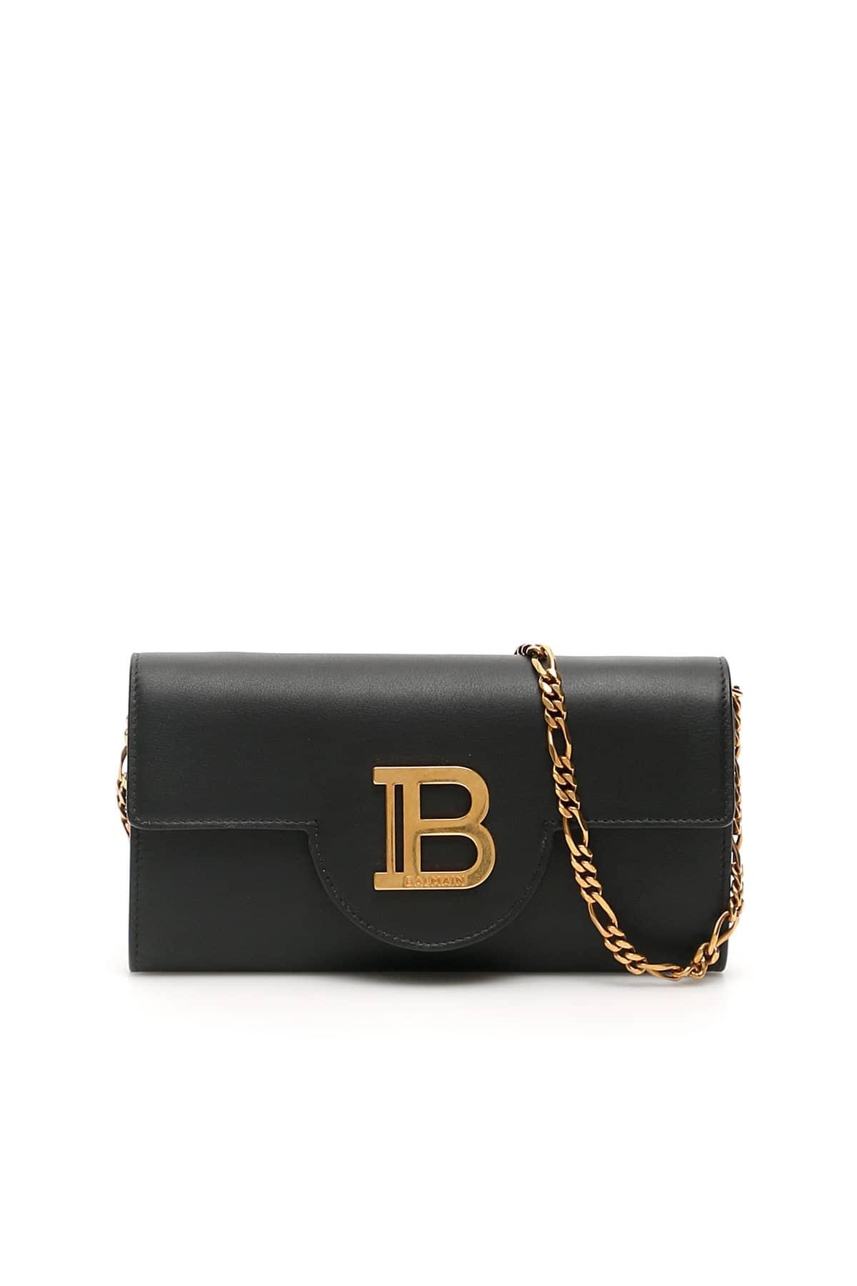 Balmain Leather B-wallet On Chain in Black - Lyst