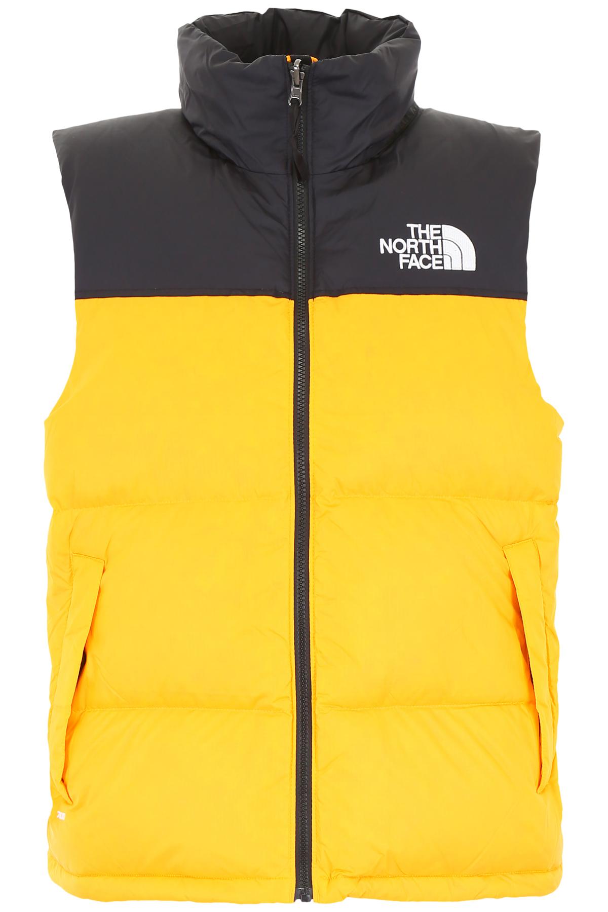 yellow north face puffer vest