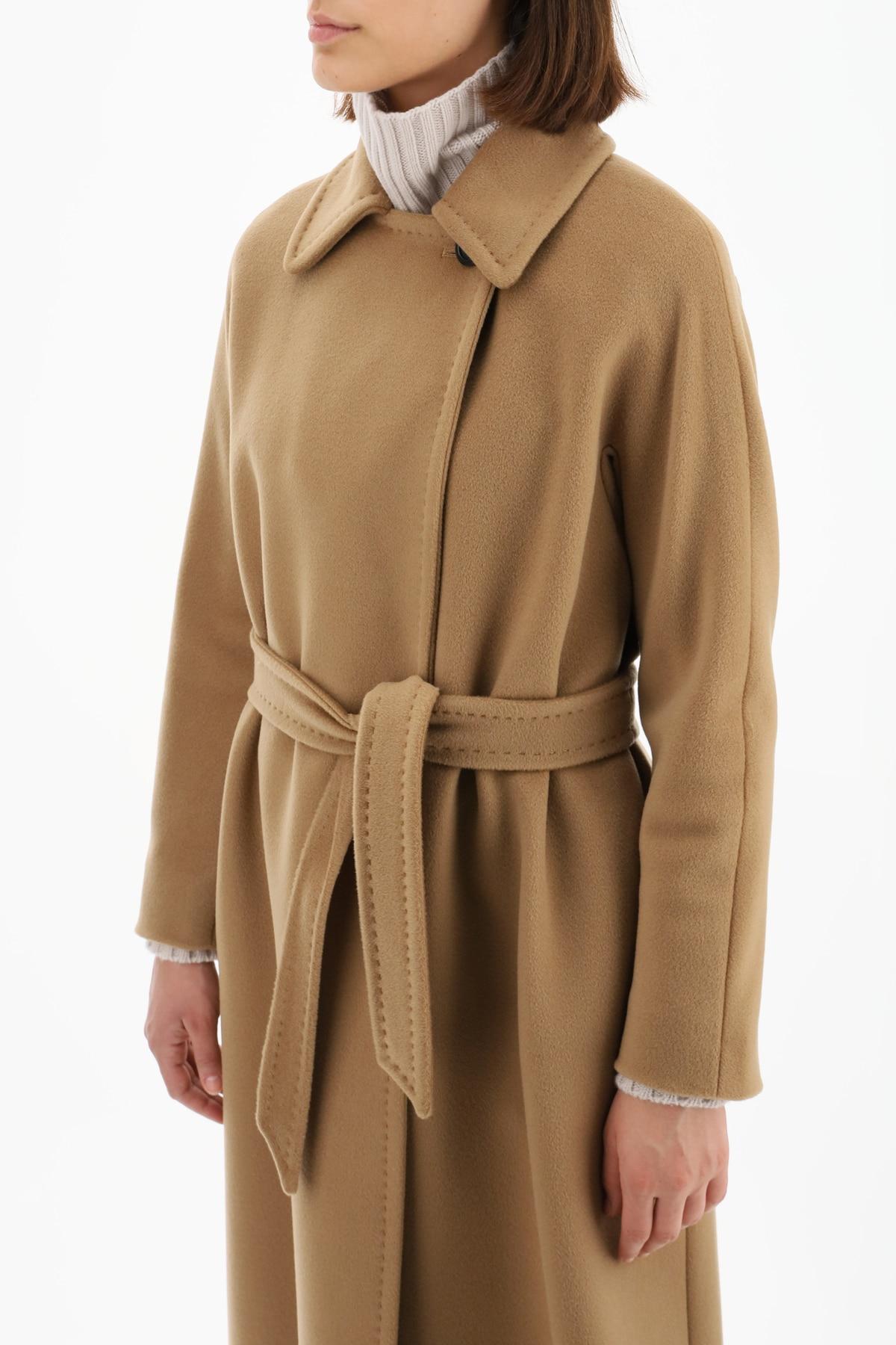 Max Mara Studio Cielo Long Coat 44 Wool in Brown | Lyst