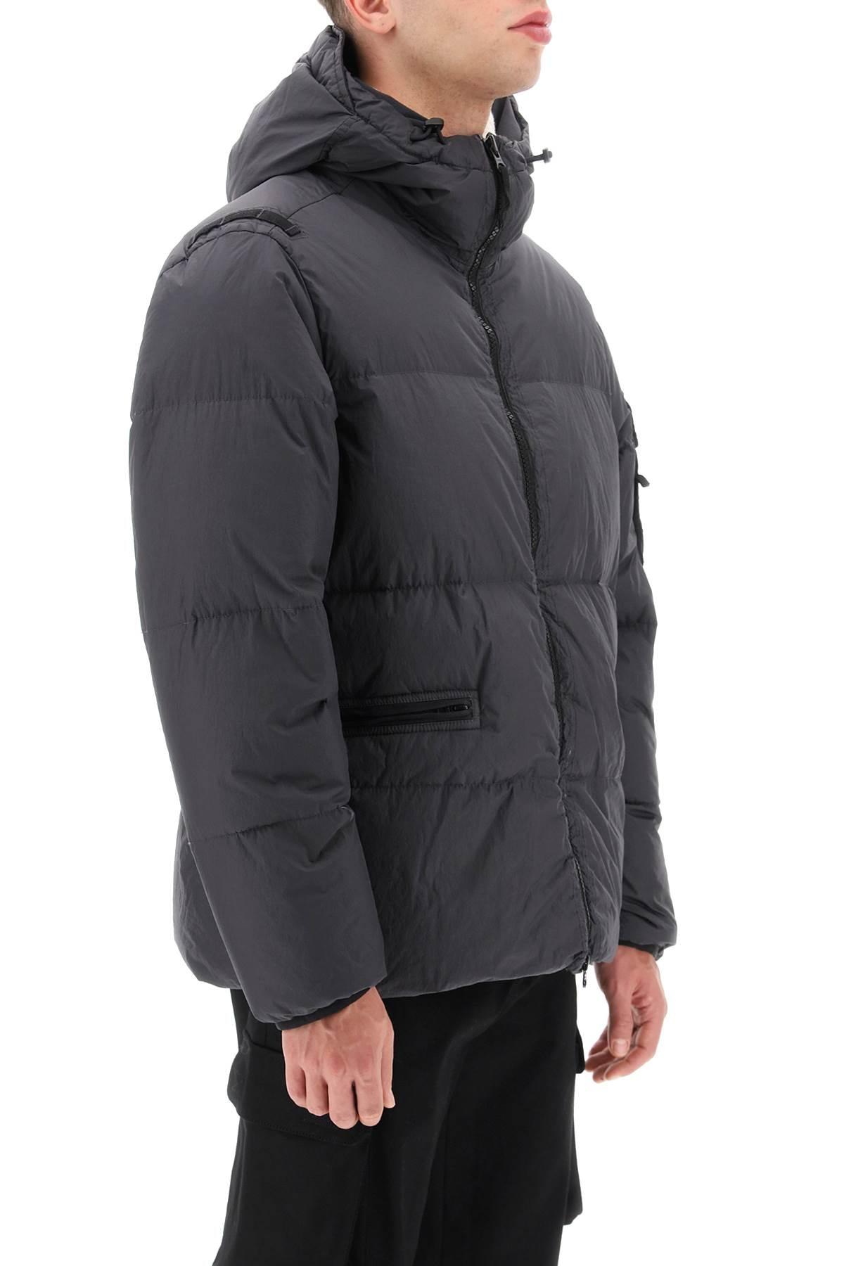 Stone Island Hooded Down Jacket In Garment Dyed Crinkle Reps R 