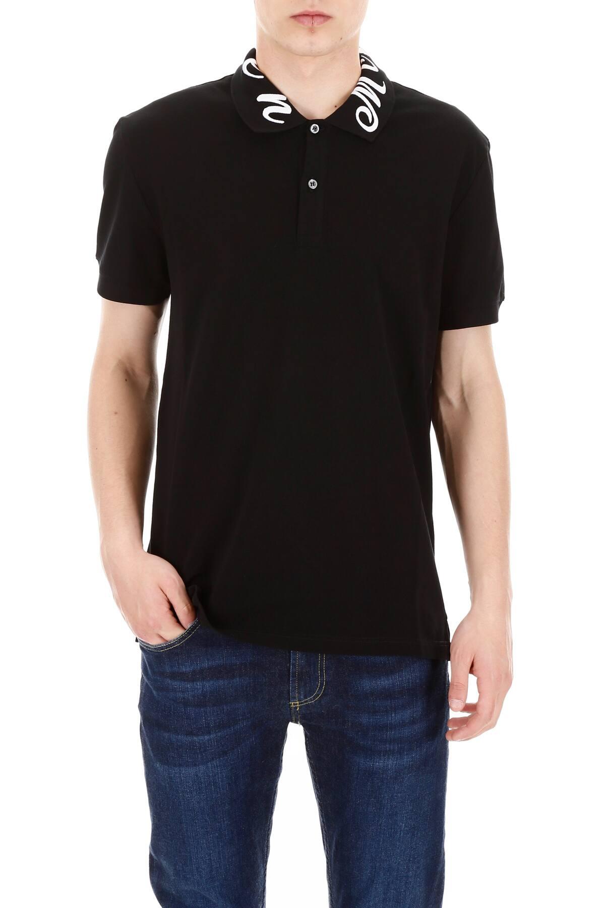 Alexander McQueen Cotton Polo Shirt With Logo Embroidery in Black,White ...