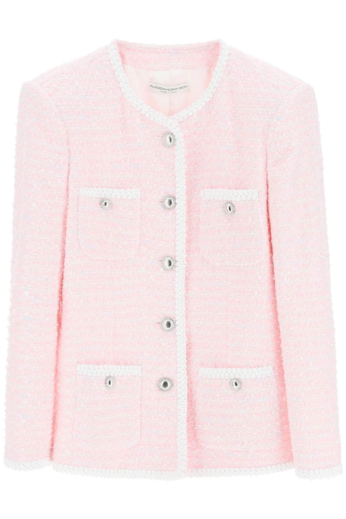 Alessandra Rich Tweed Jacket in Pink | Lyst