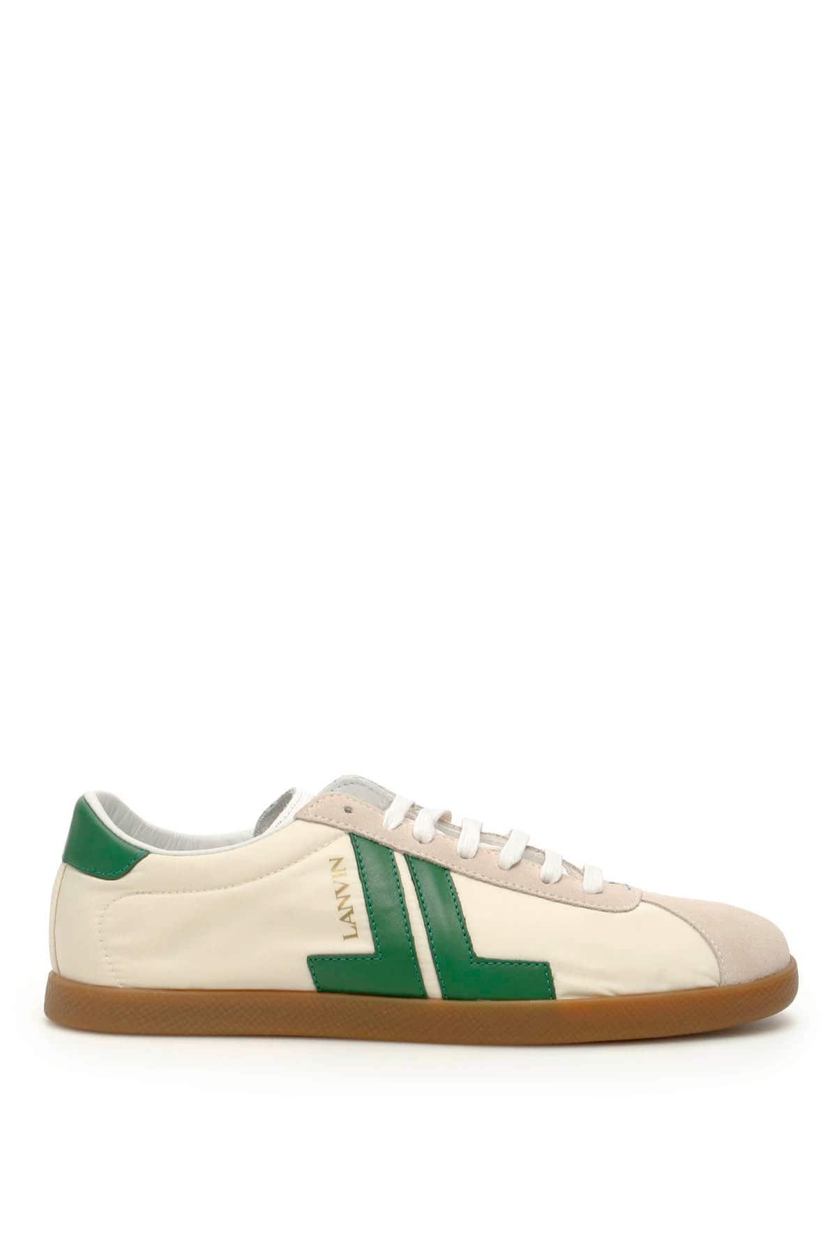 Lanvin Jl Leather Sneakers in White,Green (Green) - Lyst