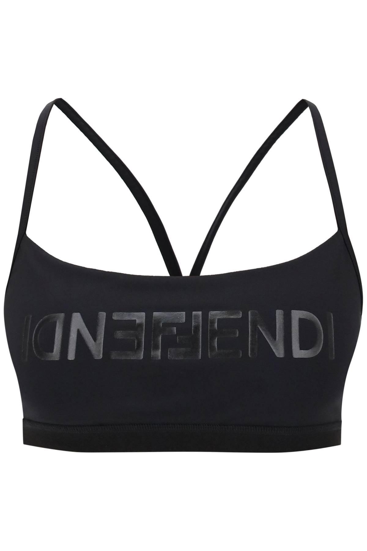 Fendi Sports Bra With ' Mirror' Logo in Black