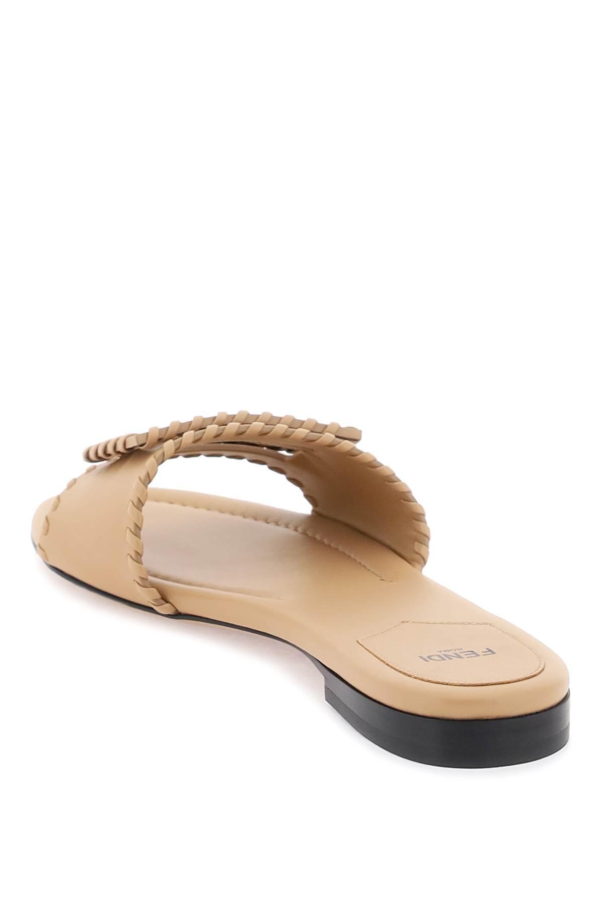 Studded logo store slide sandal fendi