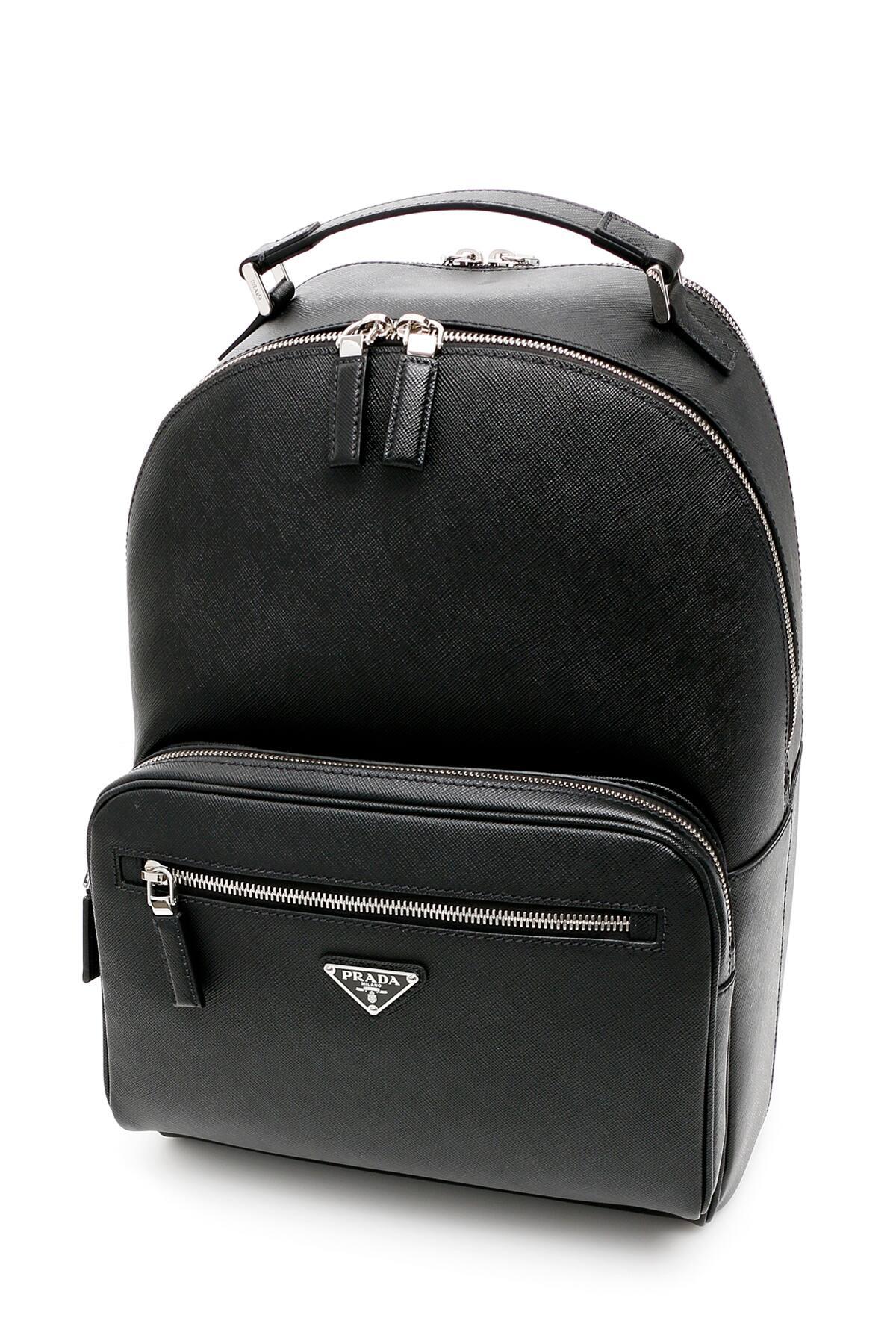 Prada Saffiano Leather Backpack in Black for Men | Lyst