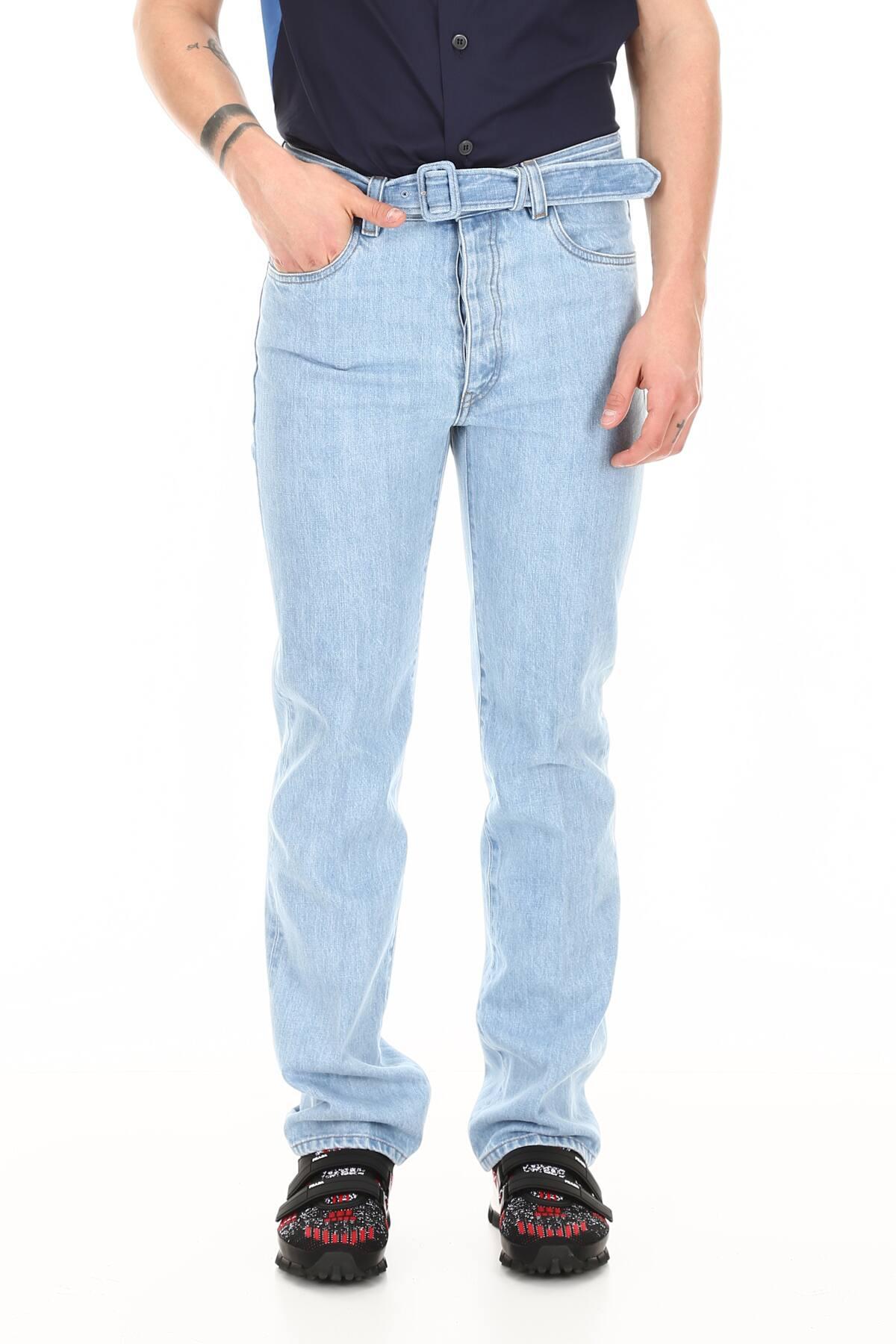 Prada Denim Jeans With Belt in Light Blue (Blue) for Men Lyst