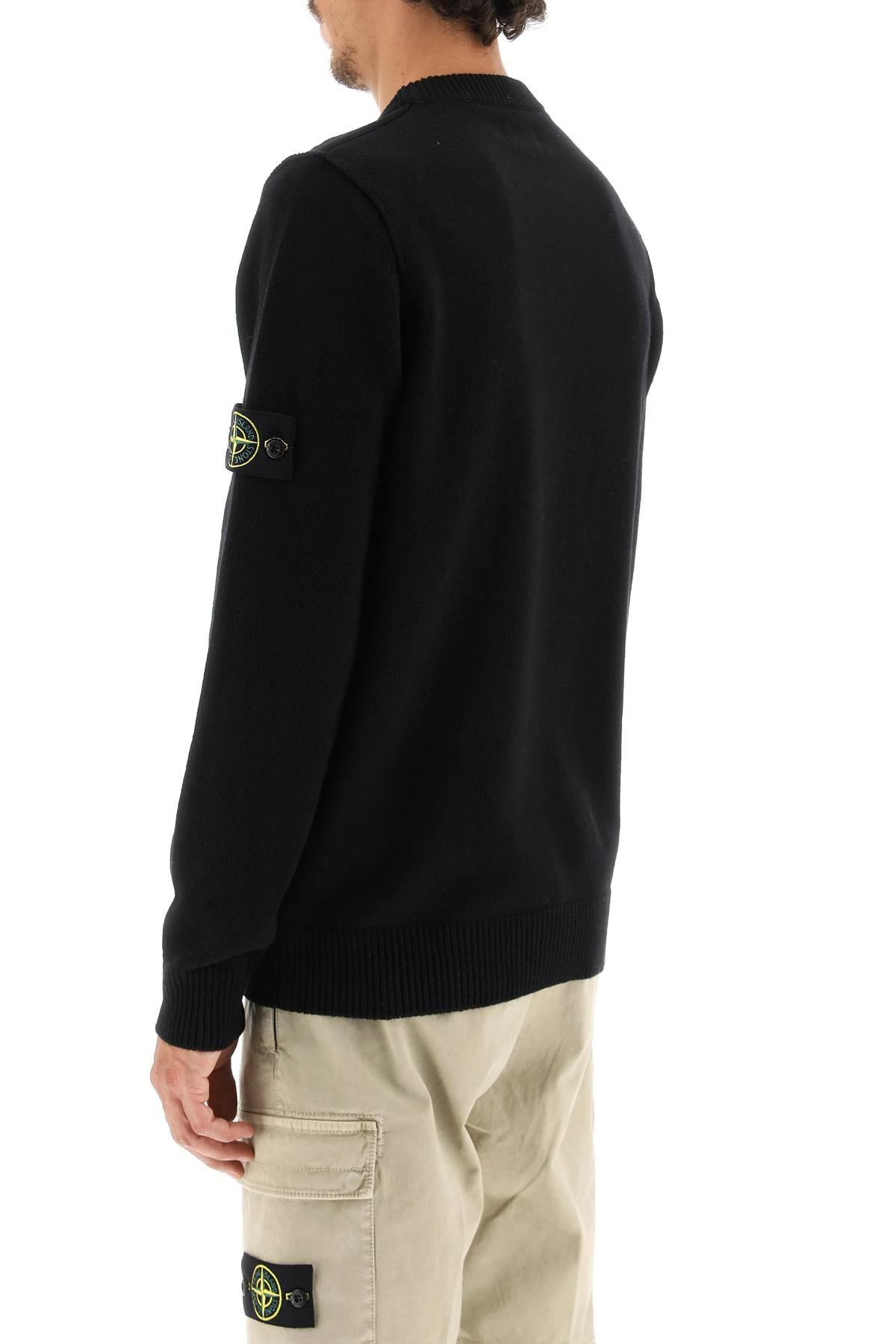 Stone Island Wool Blend Sweater With Logo Patch in Black for Men | Lyst