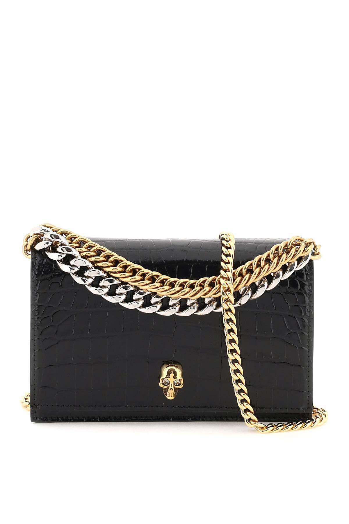 Alexander McQueen Small 'skull' Bag With Chains in Black | Lyst