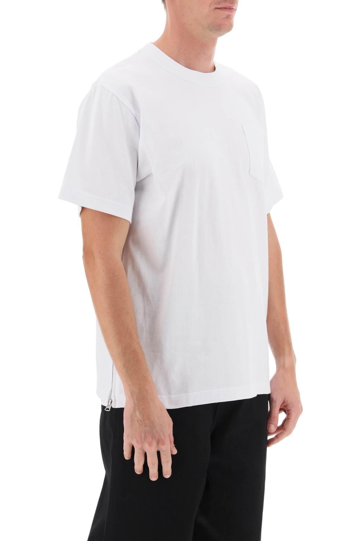 Sacai Side Zip T-shirt in White for Men | Lyst