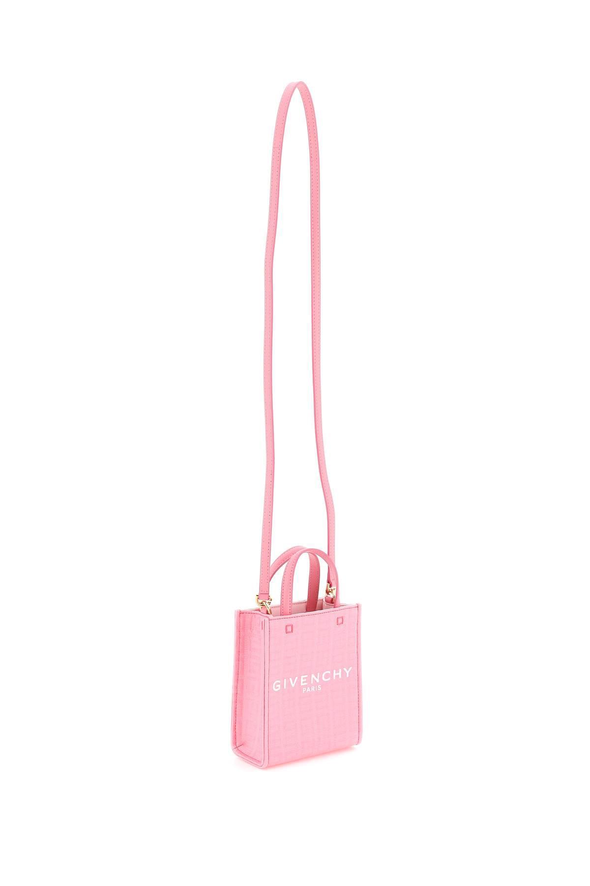 GIVENCHY Pink Mini G Tote Vertical shopping Bag leather trimmed Washed  Canvas