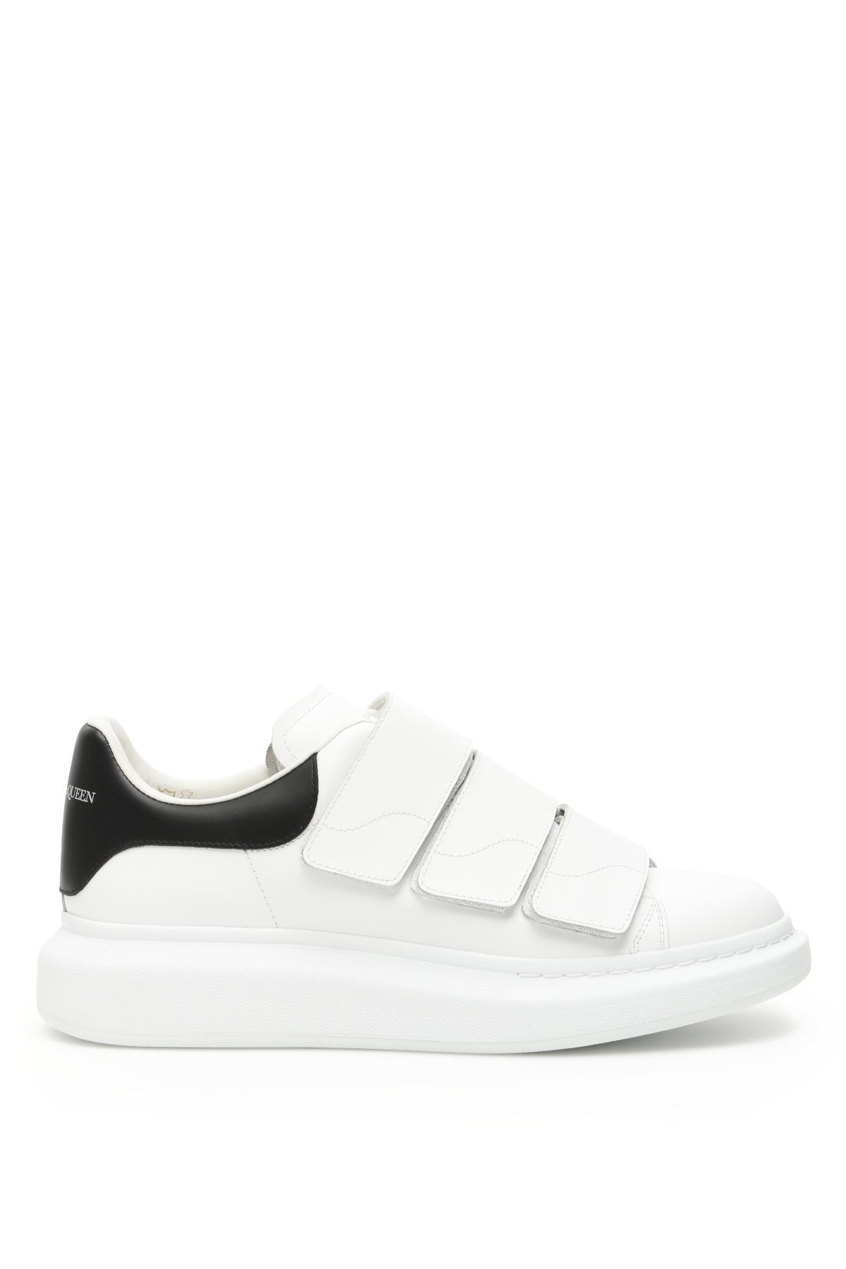 Alexander McQueen Leather Oversized 3 Strap Sneakers in White 