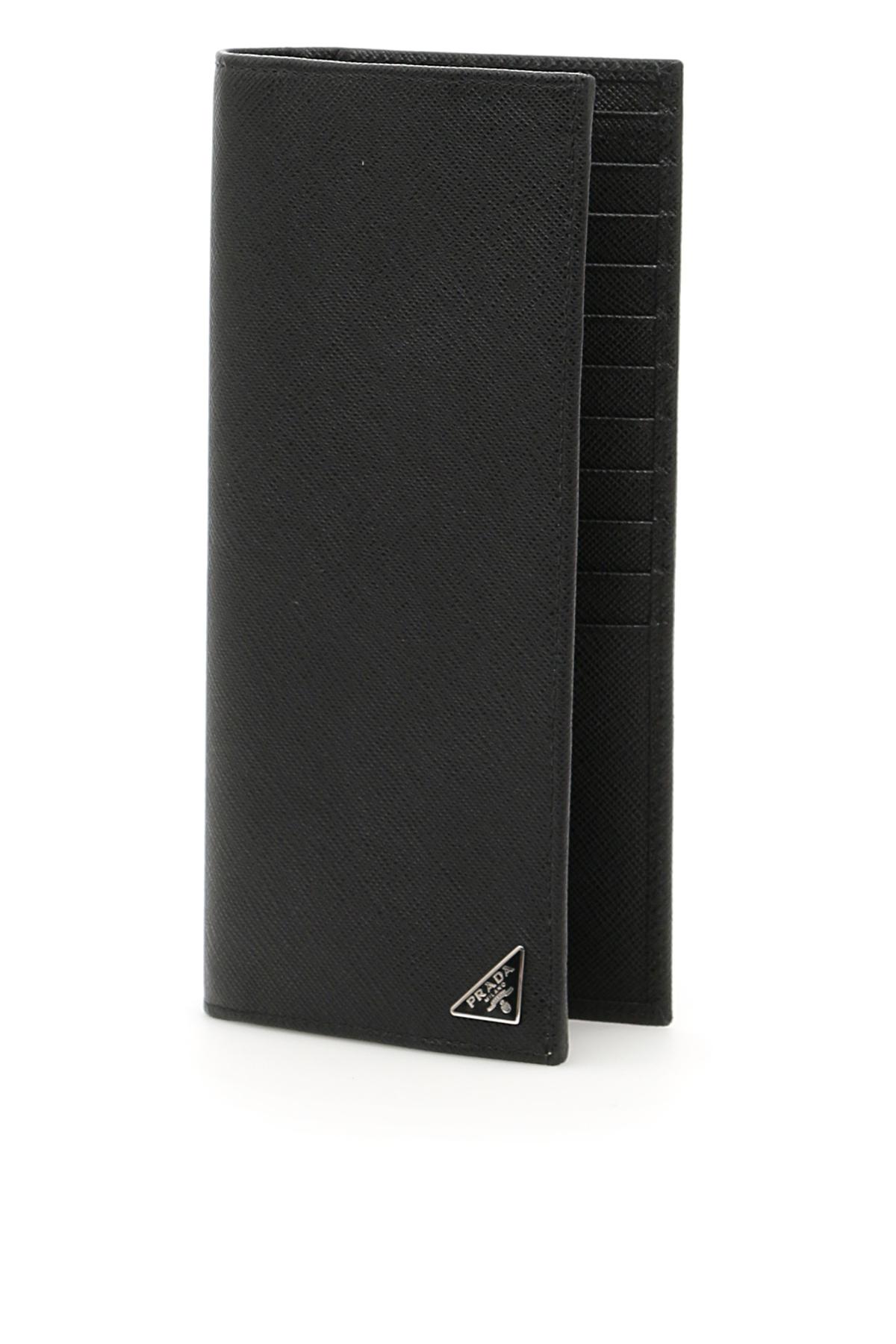 Prada Leather Vertical Wallet in Nero (Black) for Men - Lyst