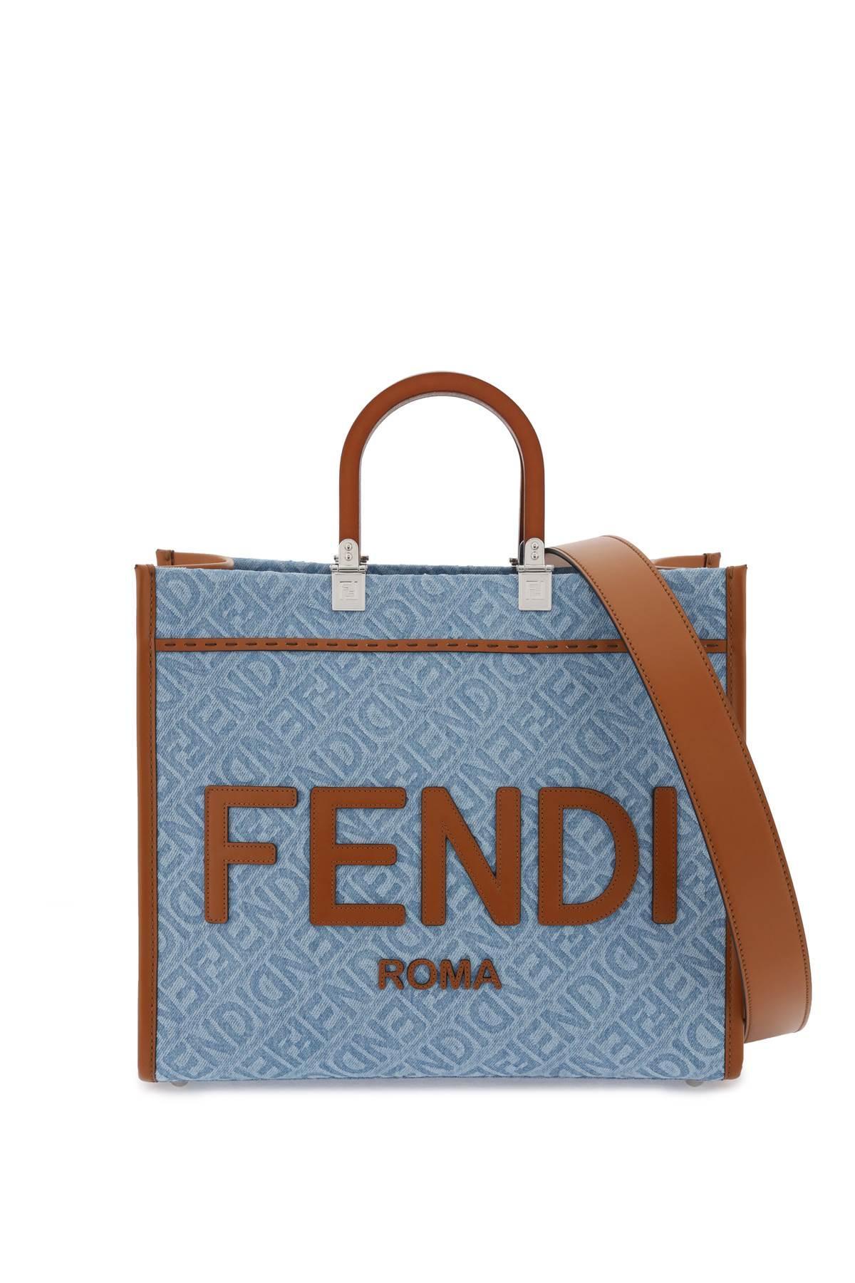 Fendi Denim Sunshine Medium Tote Bag in Blue | Lyst