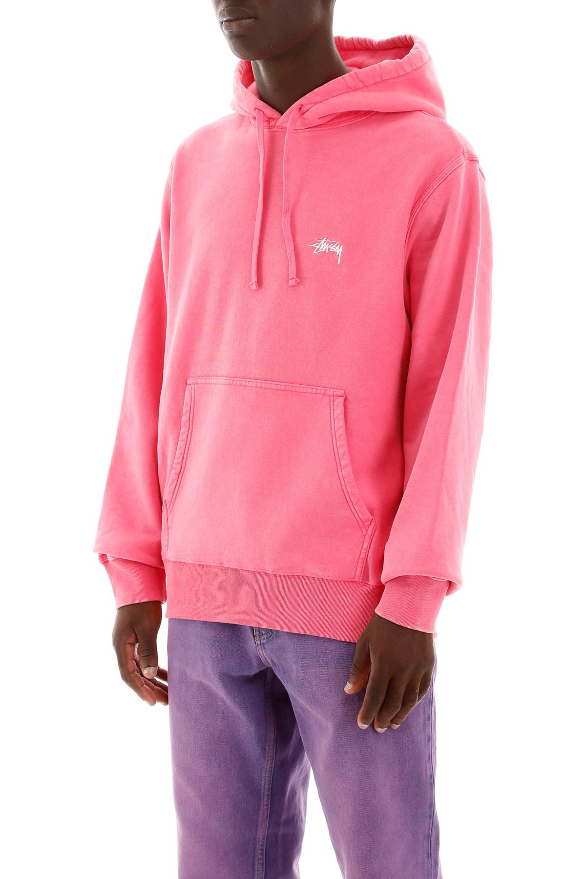 Stussy Cotton Hoodie With Logo Embroidery in Pink for Men Lyst