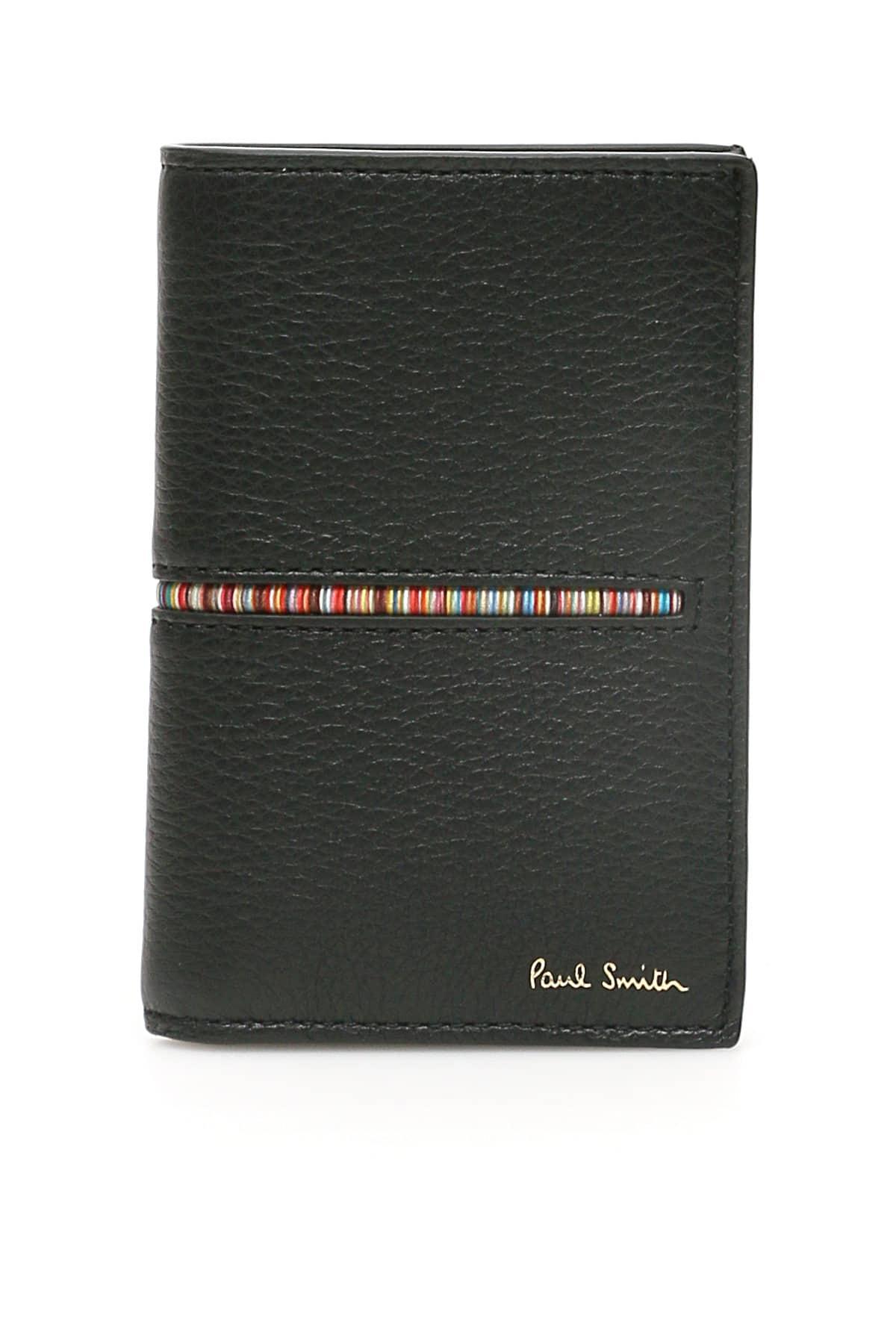 Paul Smith Leather Signature Stripe Bifold Card Holder in Black for Men - Lyst