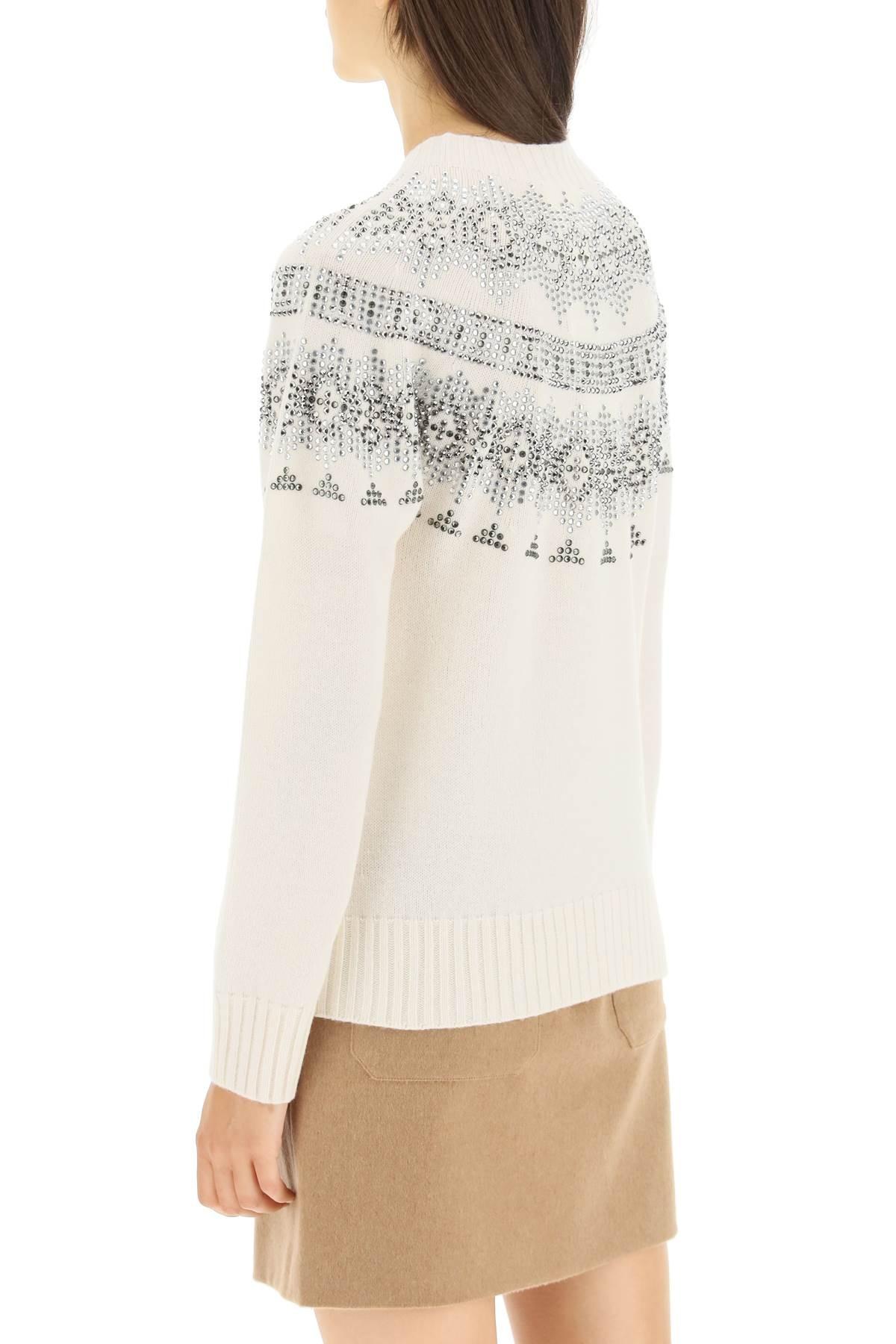 Max Mara 'osmio' Wool And Cashmere Fair-isle Sweater With Crystals in  Natural | Lyst