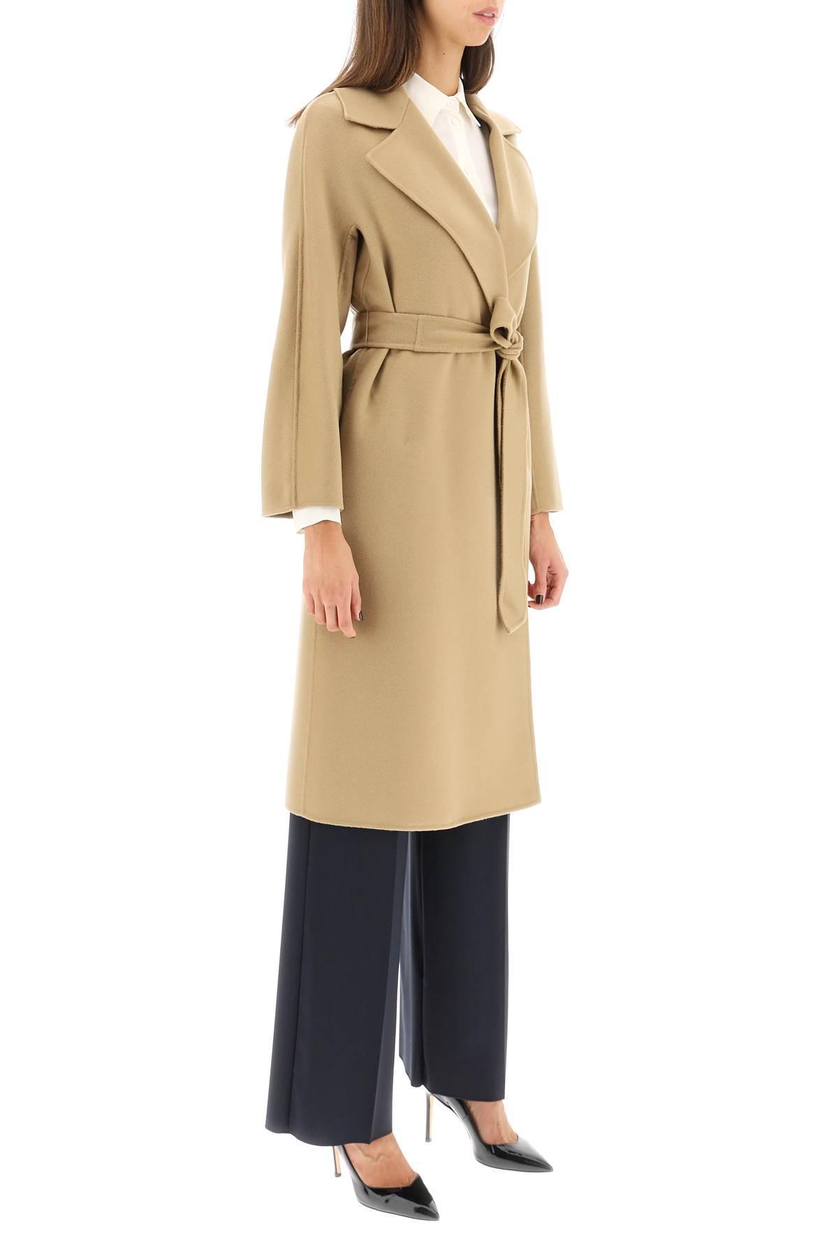 Max Mara Studio 'cles' Coat In Wool Cashmere And Silk in Natural | Lyst