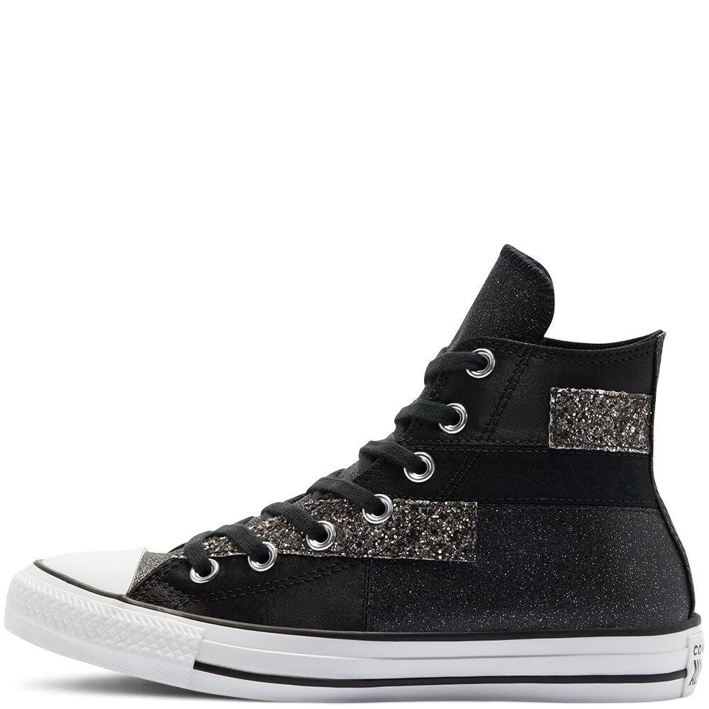 black shiny converse